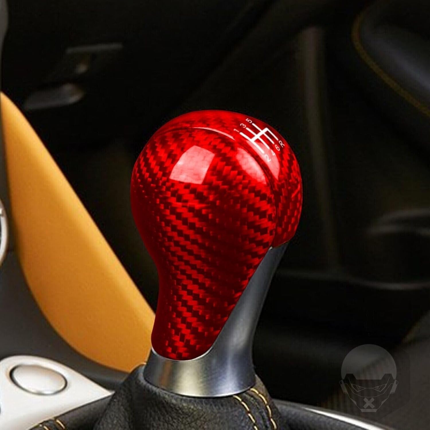 3 piezas de cubierta de perilla de palanca de cambios interior de fibra de carbono real compatible con Nissan 370Z Z34 2009-2018 (rojo)