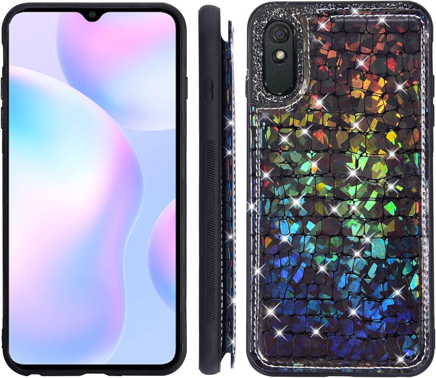 Asuwish Funda de teléfono para Xiaomi Redmi 9A Redme 9i Funda tipo cartera con protector de pantalla y soporte para tarjetas de crédito, accesorios