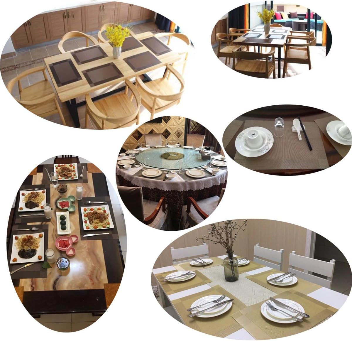 Bright Dream – Manteles individuales en PVC lavables y fáciles de limpiar para mesa de cocina, resistentes al calor y manteles de vinilo tejido.