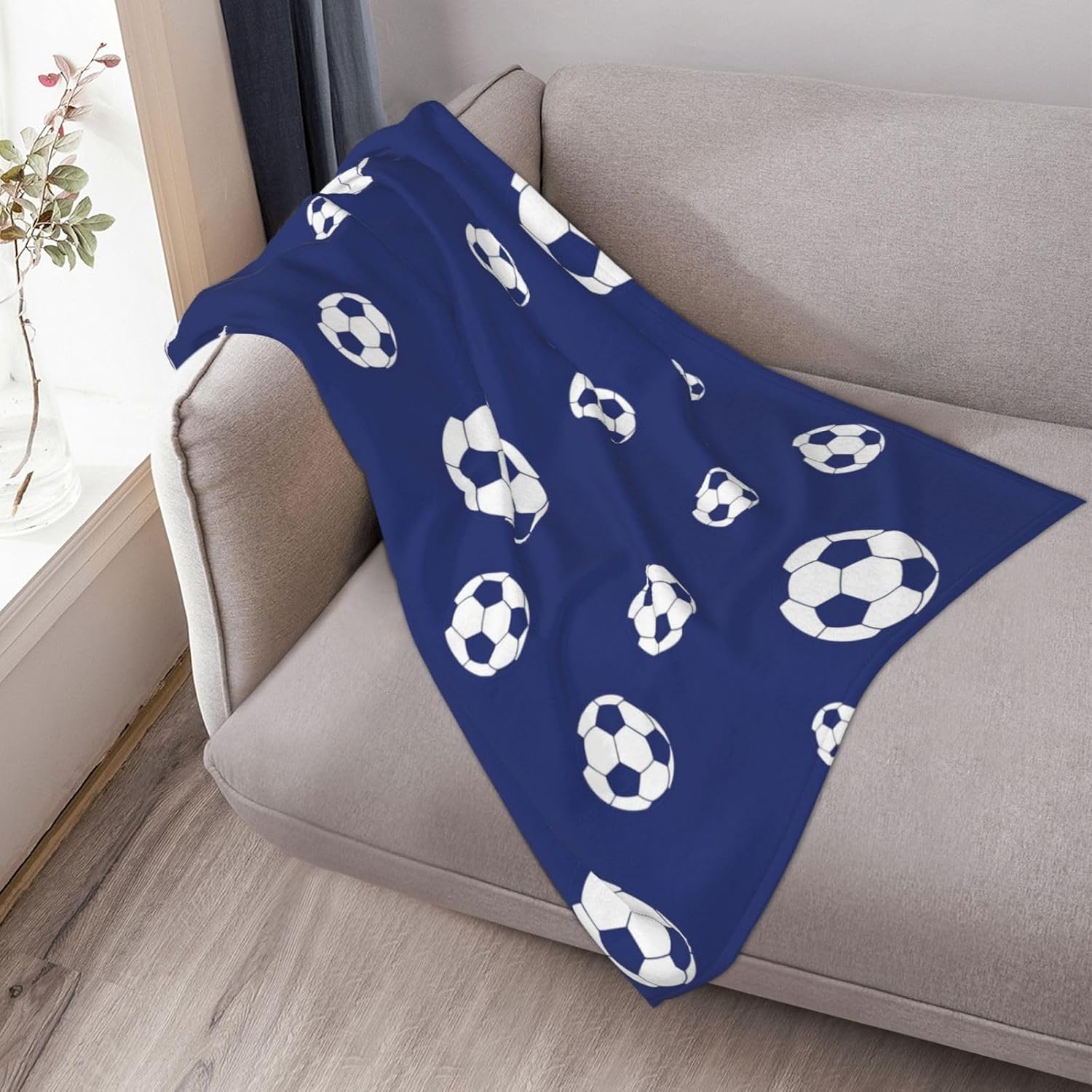 Manta de fútbol para mujer, suave manta de forro polar de verano de 50 x 40 pulgadas, manta ligera de viaje para cama, sofá, bonita decoración del