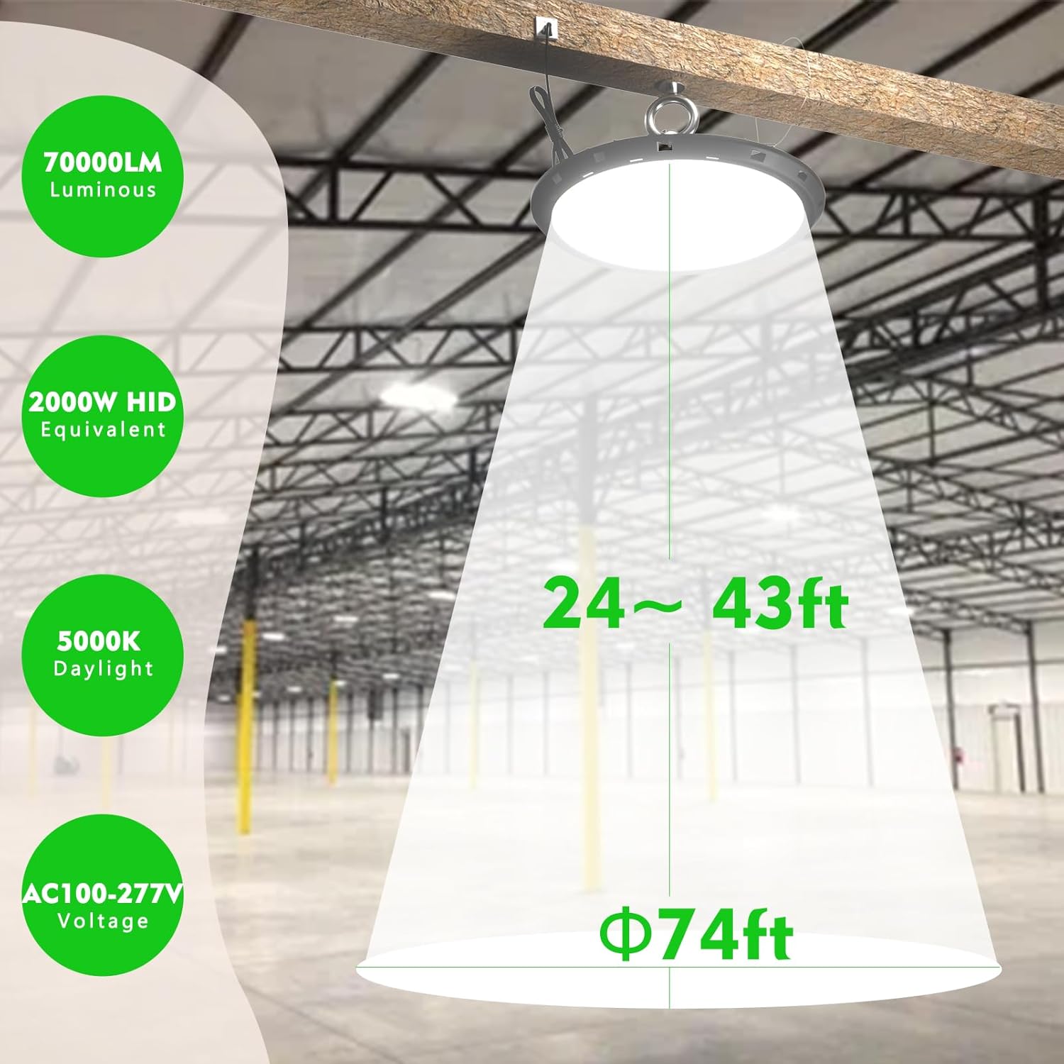 bulbeats Luces UFO de 500 W, 5000 K de alta bahía LED de tienda, AC100-277V grado comercial UFO LED alta luz de bahía con enchufe de EE. UU.,