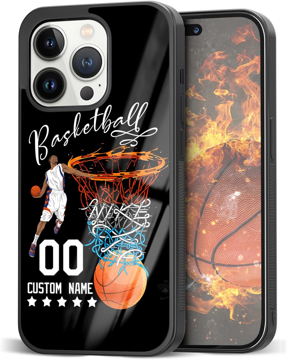 Fundas de teléfono de baloncesto personalizables con número de nombre  para iPhone 8 11 12 13 14 15 Pro Max Plus Mini X, para Samsung A02 A03 A10