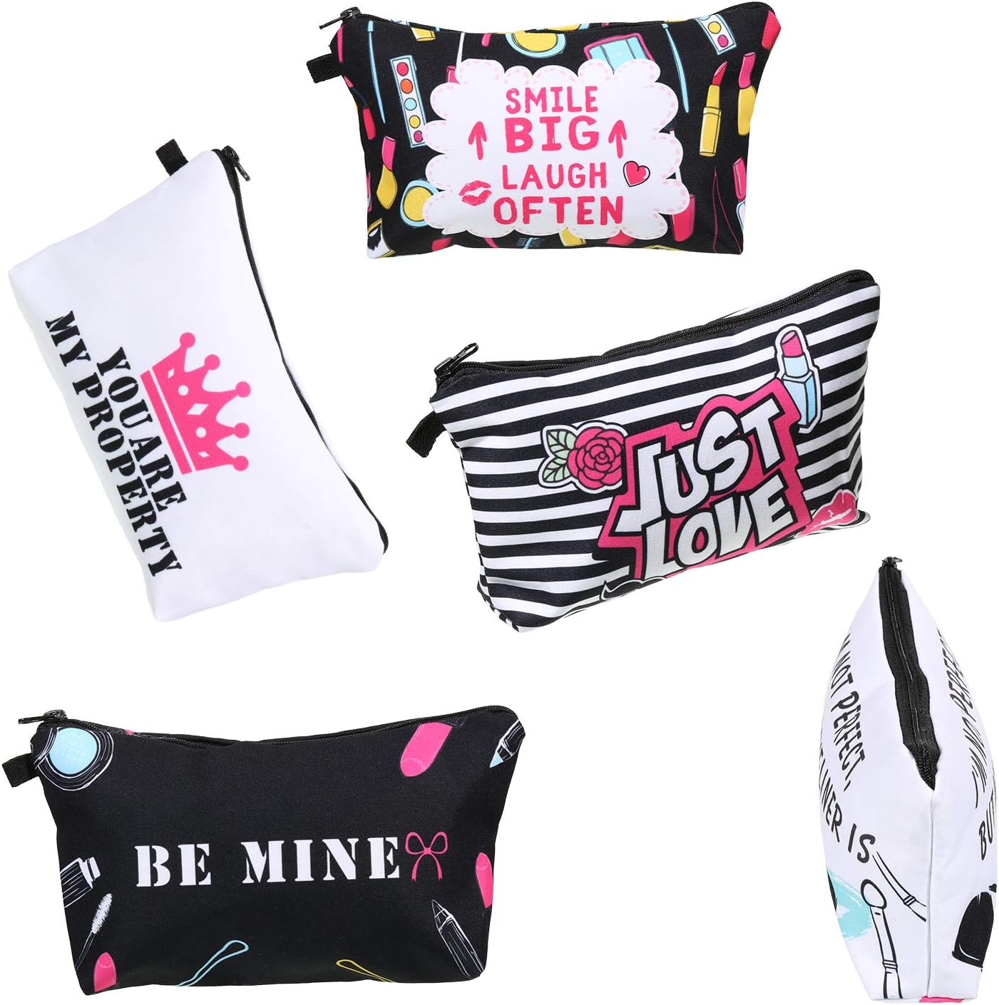 10 bolsas de maquillaje con letras para cosméticos, bolsa de viaje con cremallera, organizador de cosméticos, bolsa de artículos de tocador, bolsa