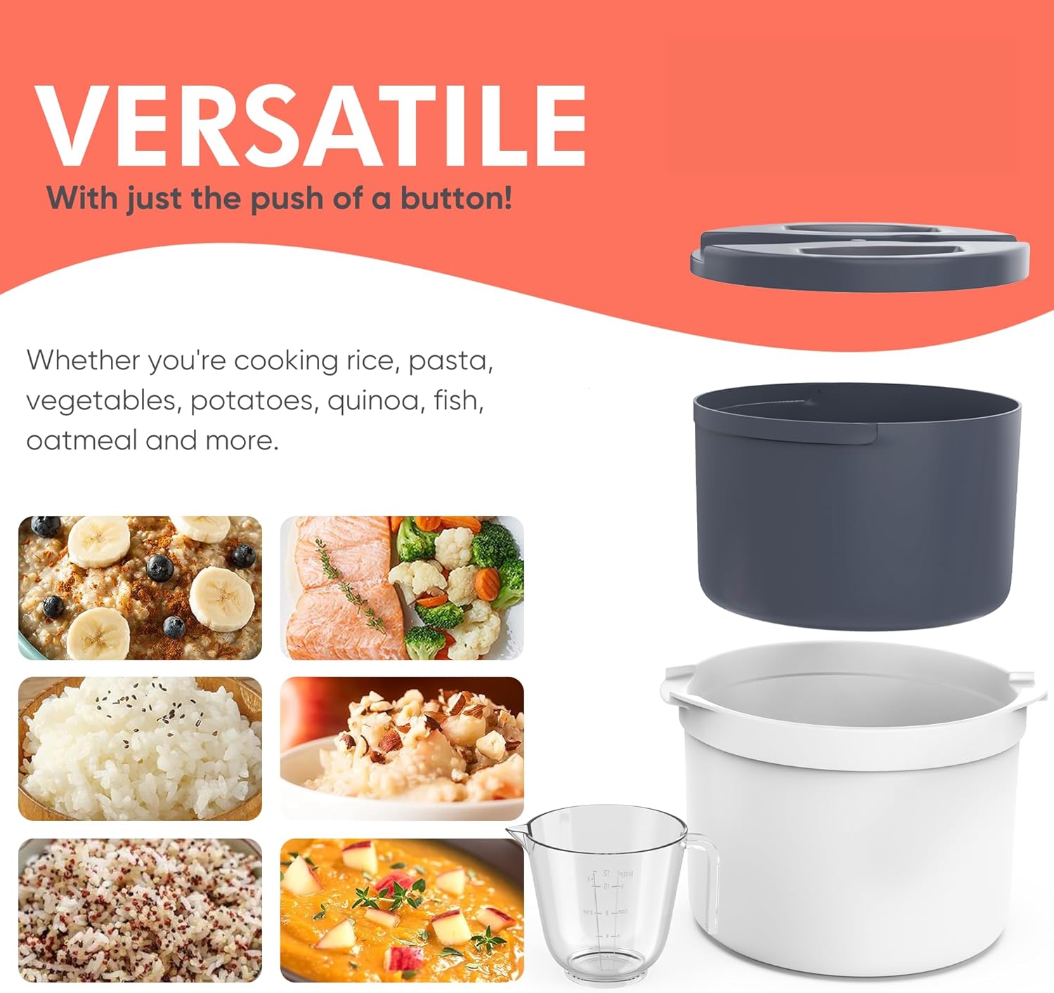 Zwippy Cocedor de arroz para microondas y pasta con colador, diseño sin desorden, apto para lavavajillas, cocina hasta 8 tazas