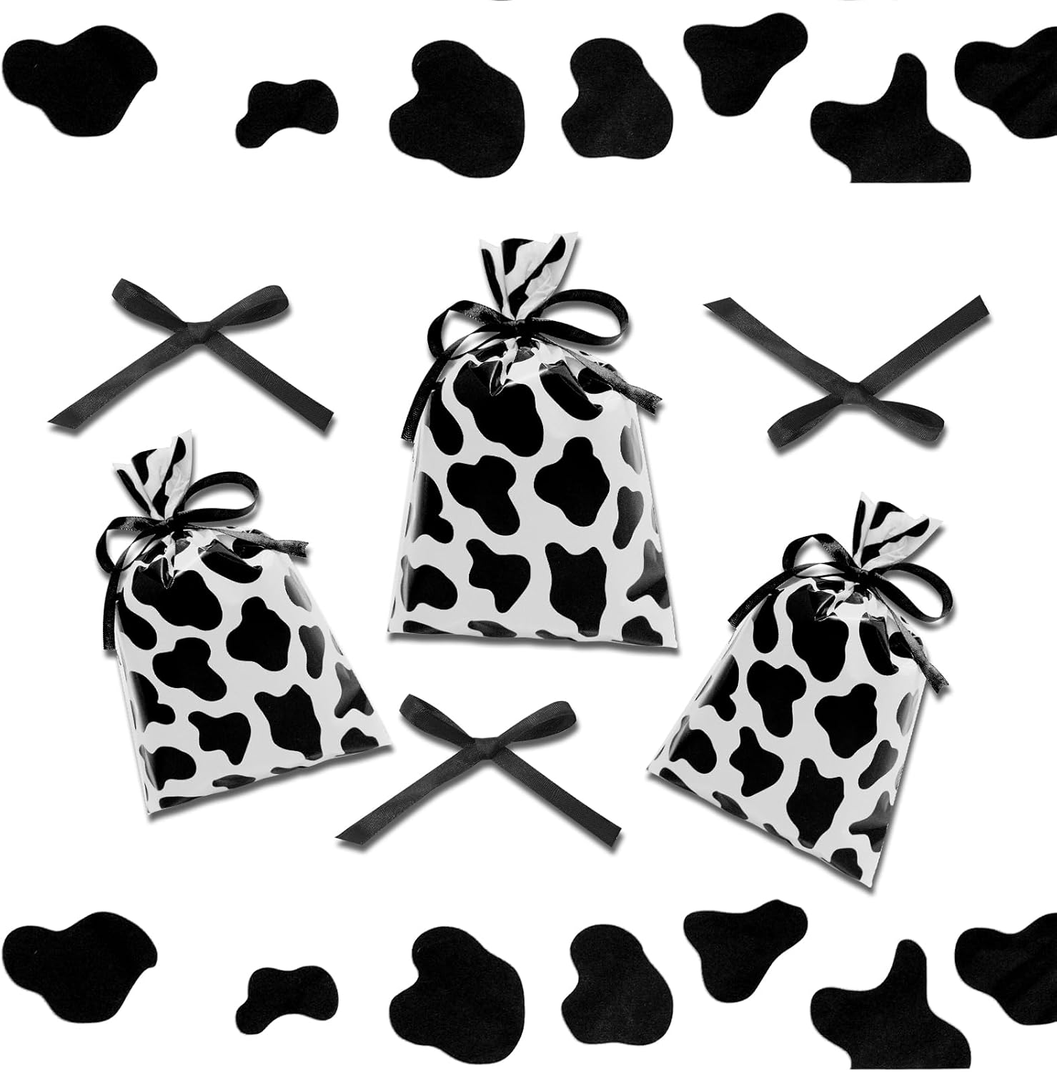 CONEHOY 102 bolsas de plástico con estampado de vaca, bolsas de regalo para fiestas temáticas de vaca, bonitas bolsas de almacenamiento de dulces