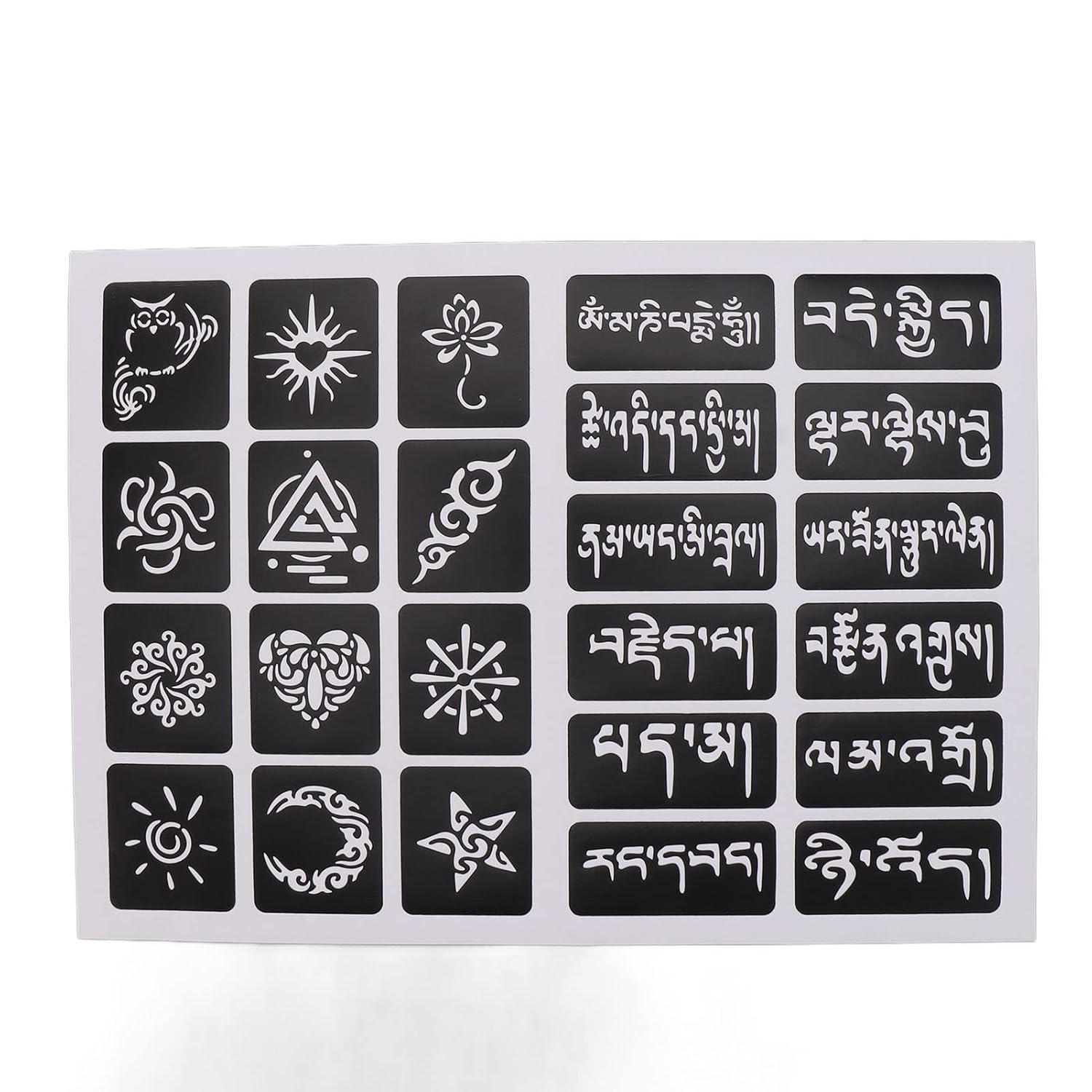 19 hojas de plantillas de tatuaje, plantillas de tatuaje impermeables temporales reutilizables con purpurina para arte corporal (12.2 x 9.1 in)  más