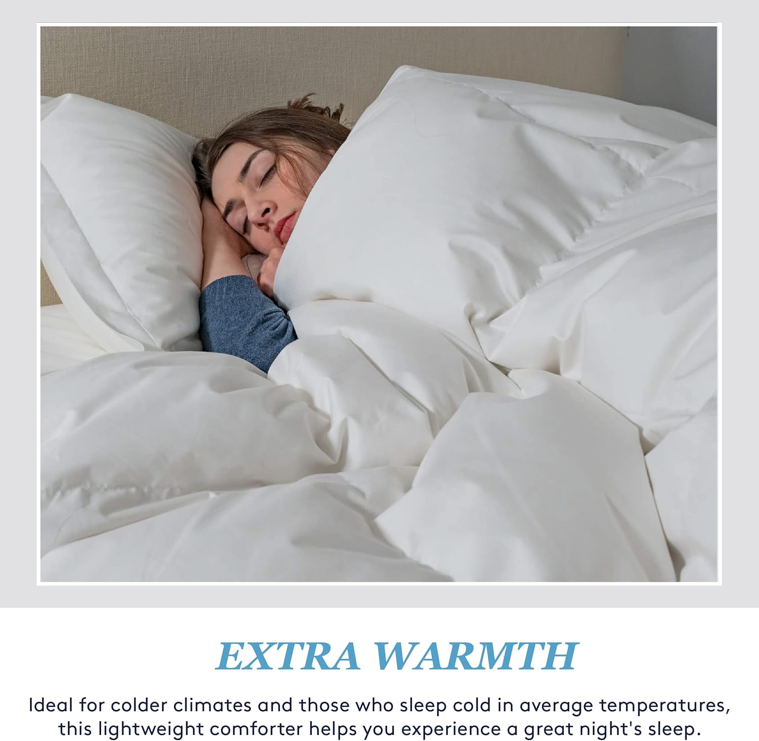 Ameridown Extra Warmth Elite – Edredón de plumón 600 con accesorios cosidos en las esquinas, cama individual o larga, color blanco