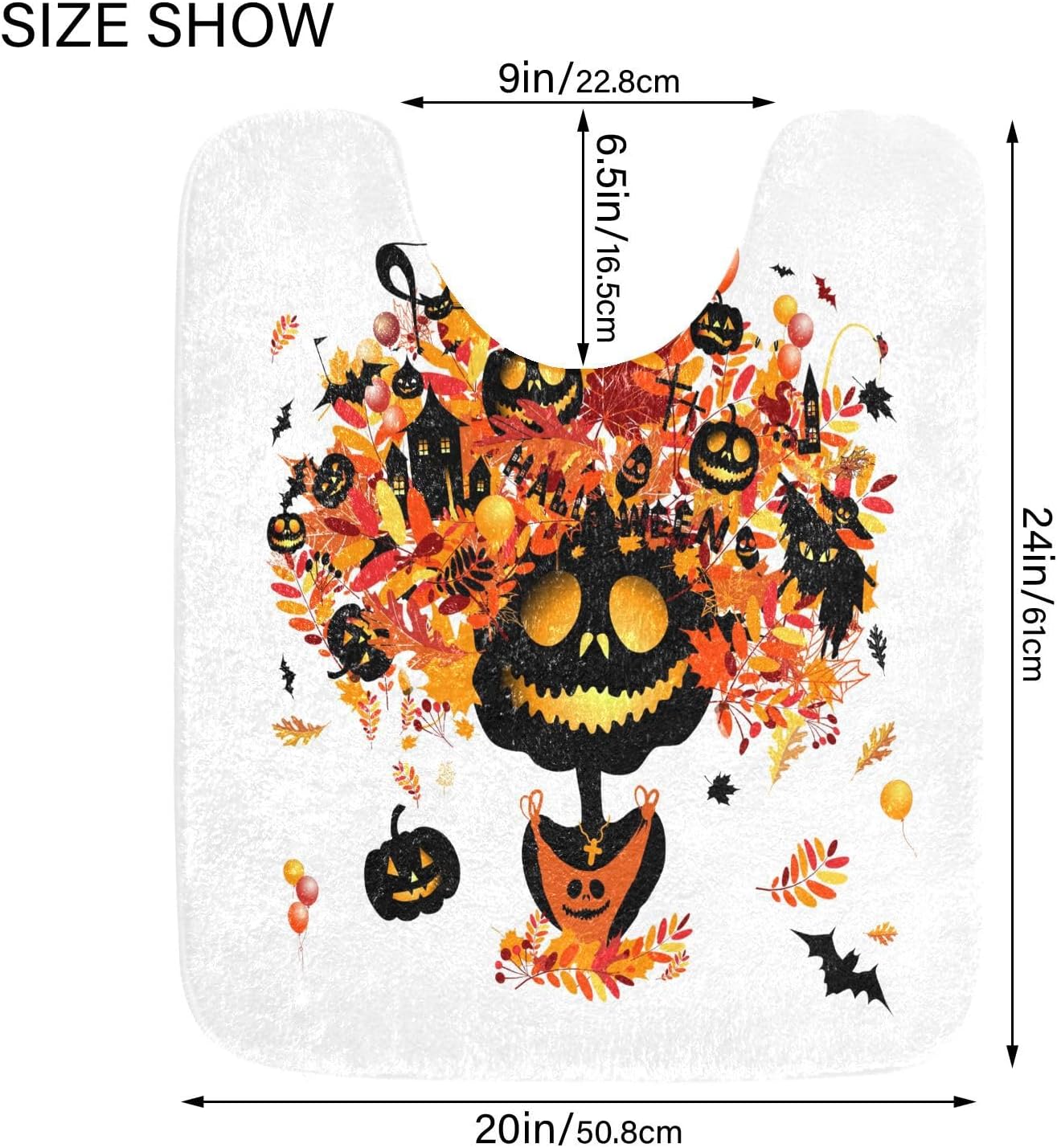 Juego de 2 alfombras de baño de calabaza y fantasma, antideslizantes, absorbentes de agua, alfombra de baño de arce rojo, alfombra de baño lavable,