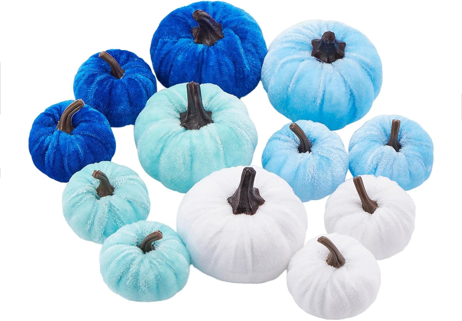 woshilaocai 12 calabazas de terciopelo surtidas, decoración de otoño y Halloween, calabazas artificiales de espuma para decoración de mesa de otoño,