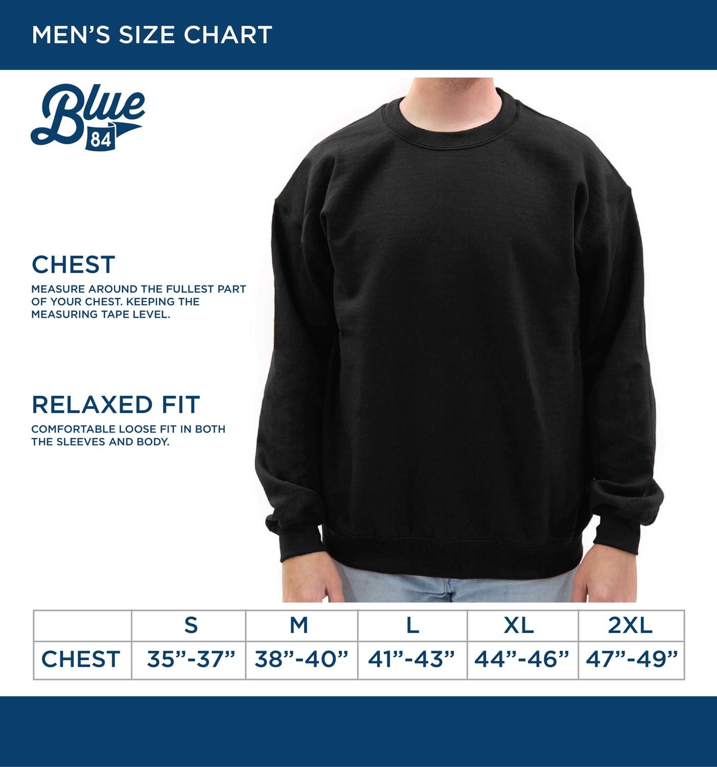 Blue 84 Sudadera con cuello redondo para hombre, color blanco