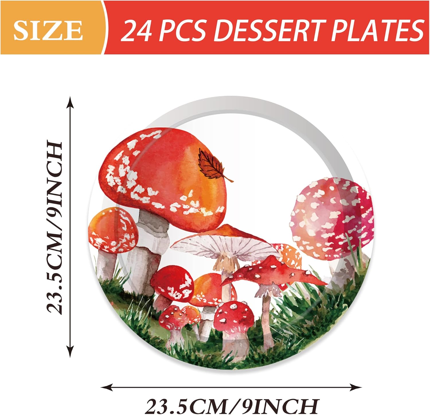 Platos de papel de hongo rojo de 9 pulgadas, vajilla redonda desechable para fiestas, platos de papel para fiestas, suministros para fiestas,