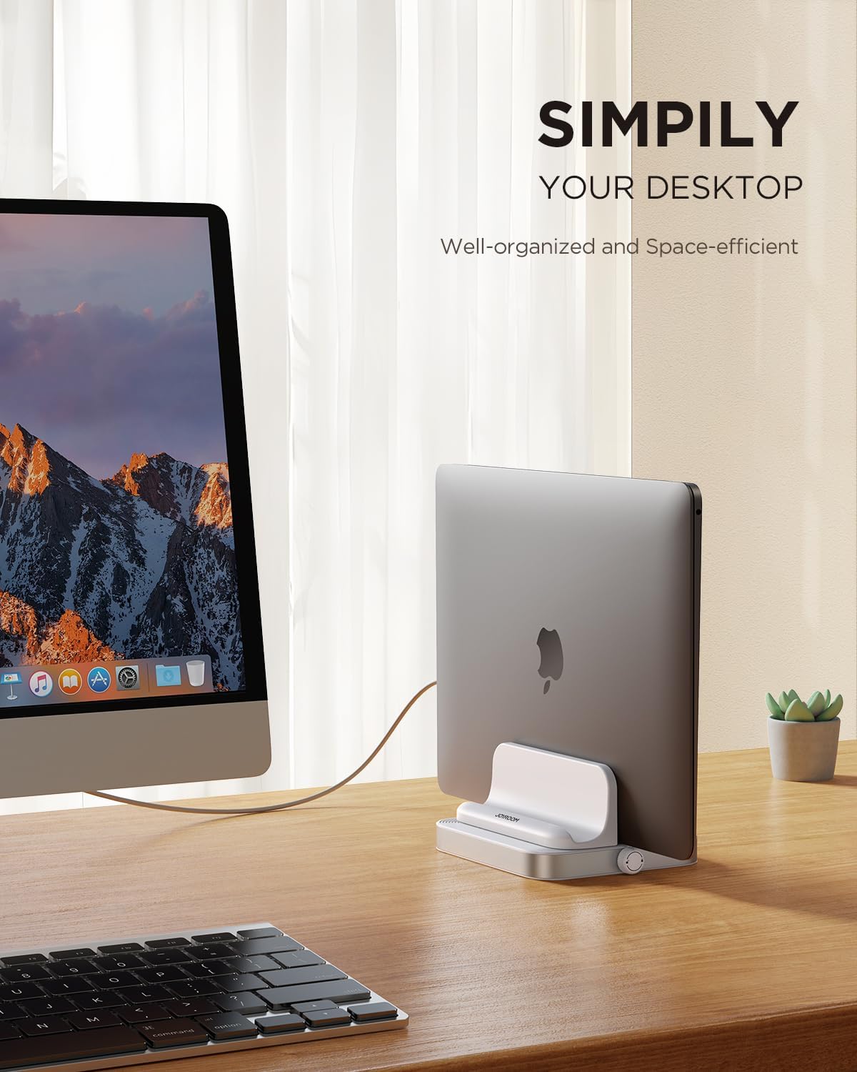 JOYROOM Soporte vertical para laptop, fácil de usar y ahorra espacio Soporte de aluminio para laptop con perillas ajustables para