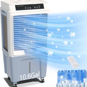 MEPTY Enfriador evaporativo, enfriador de pantano de 2648 CFM, enfriador de aire portátil con control remoto, 3 velocidades, oscilación, MEPTY Enfriador evaporativo, enfriador de pantano de 2648 CFM, enfriador de aire portátil con control remoto, 3 velocidades, oscilación,