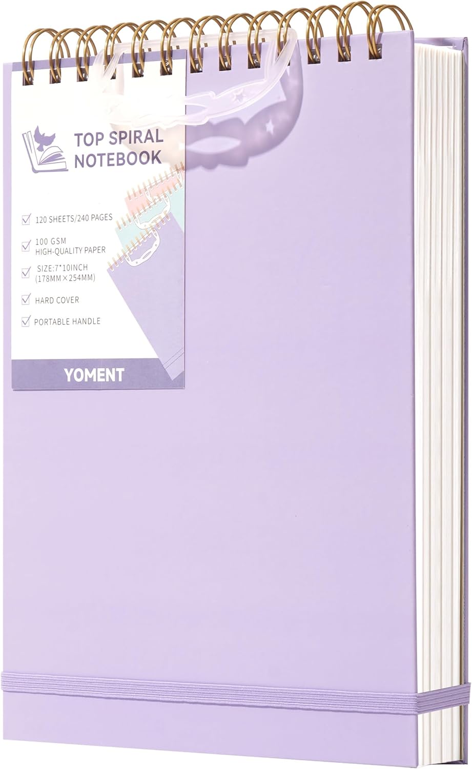 Yoment Top – Cuadernos de espiral de tapa dura, cuaderno grande con rayas de 7 x 10 pulgadas, 240 páginas rayadas, cuadernos en espiral para zurdos,