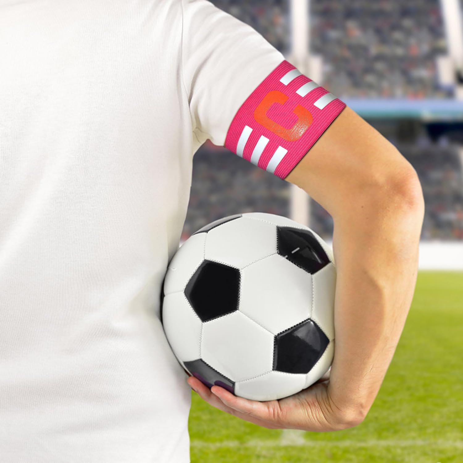 FUNAUPGO Brazalete deportivo de capitán C para entrenamiento de equipo, unisex, elástico, para capitán de fútbol, ajustable, para jugadores de