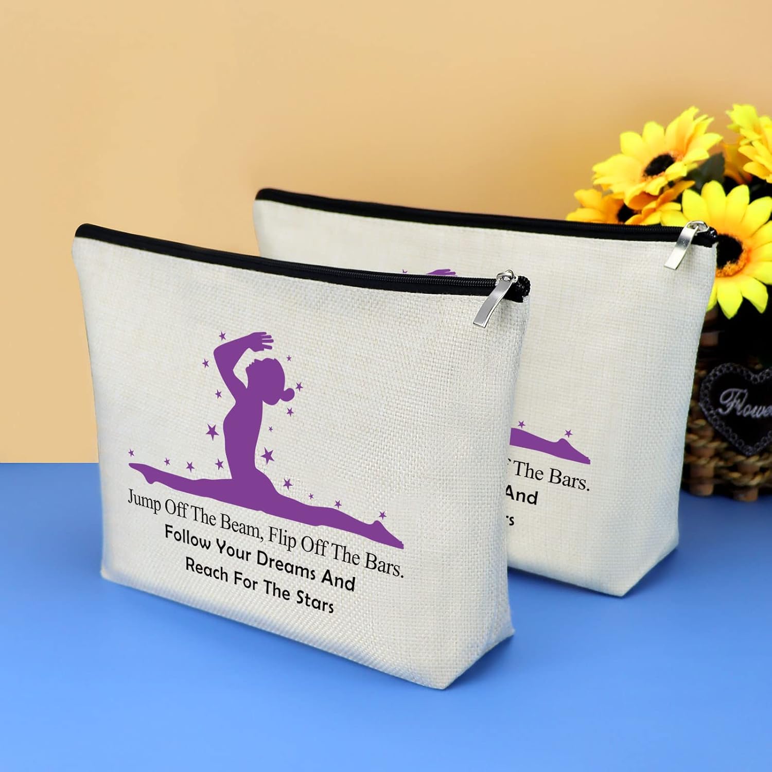 2 piezas de regalos para amantes de la gimnasia para mujeres y niñas, bolsa de maquillaje, regalo inspirador para gimnasta, bolsa de cosméticos,