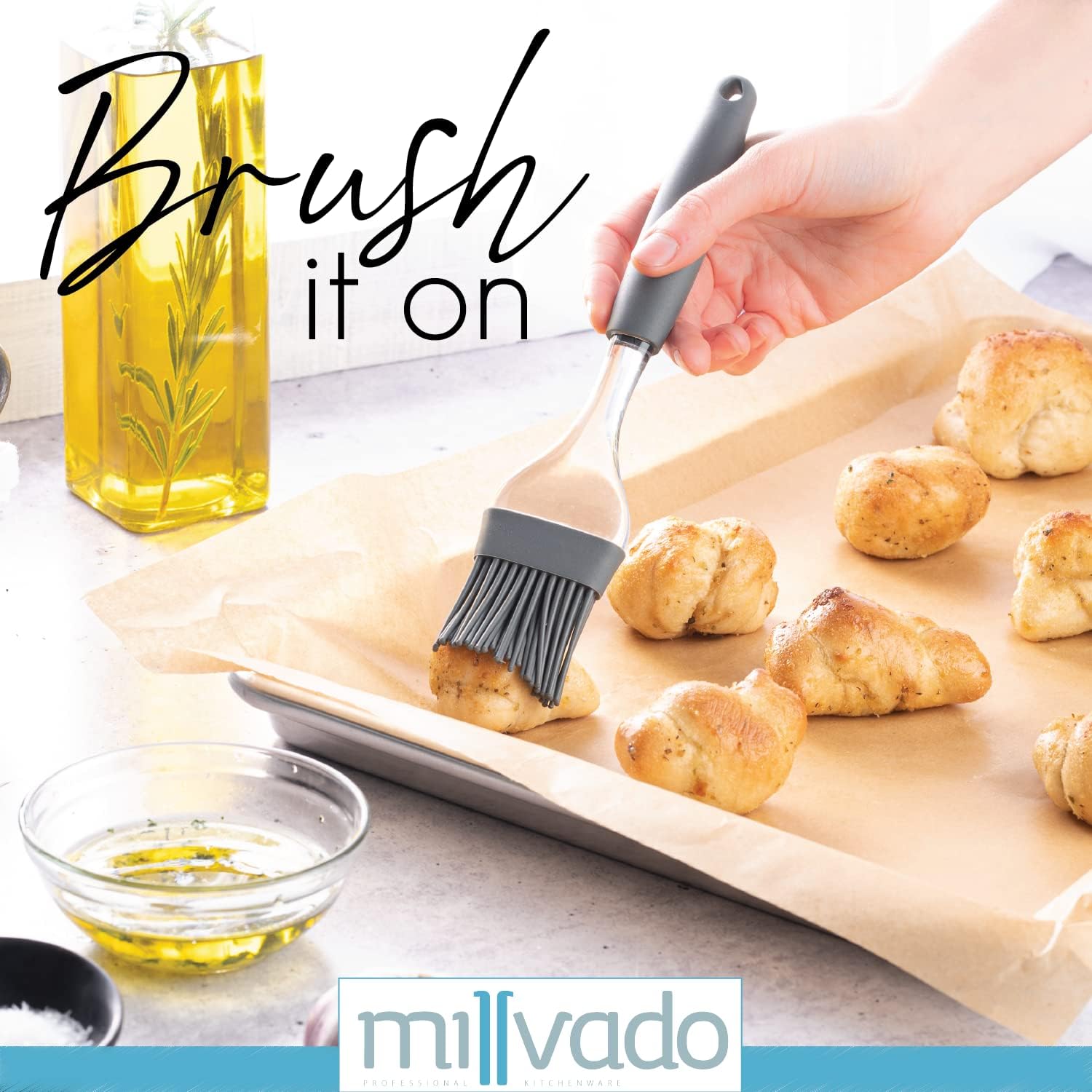 Millvado Cepillo de silicona para untar cepillo de cocina resistente al calor para aceite y salsa, cepillo flexible para alimentos, apto para