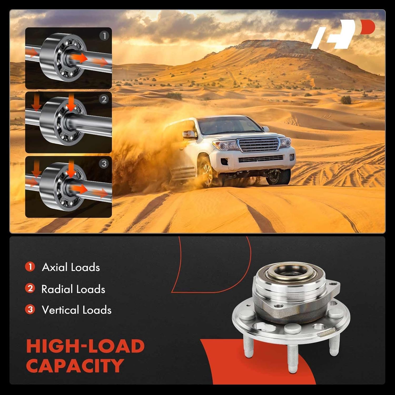 A-Premium Cojinete de rueda delantera o trasera y conjunto de cubo con 5 lengüetas compatible con Chevrolet y GMC y Buick y Cadillac – Equinox