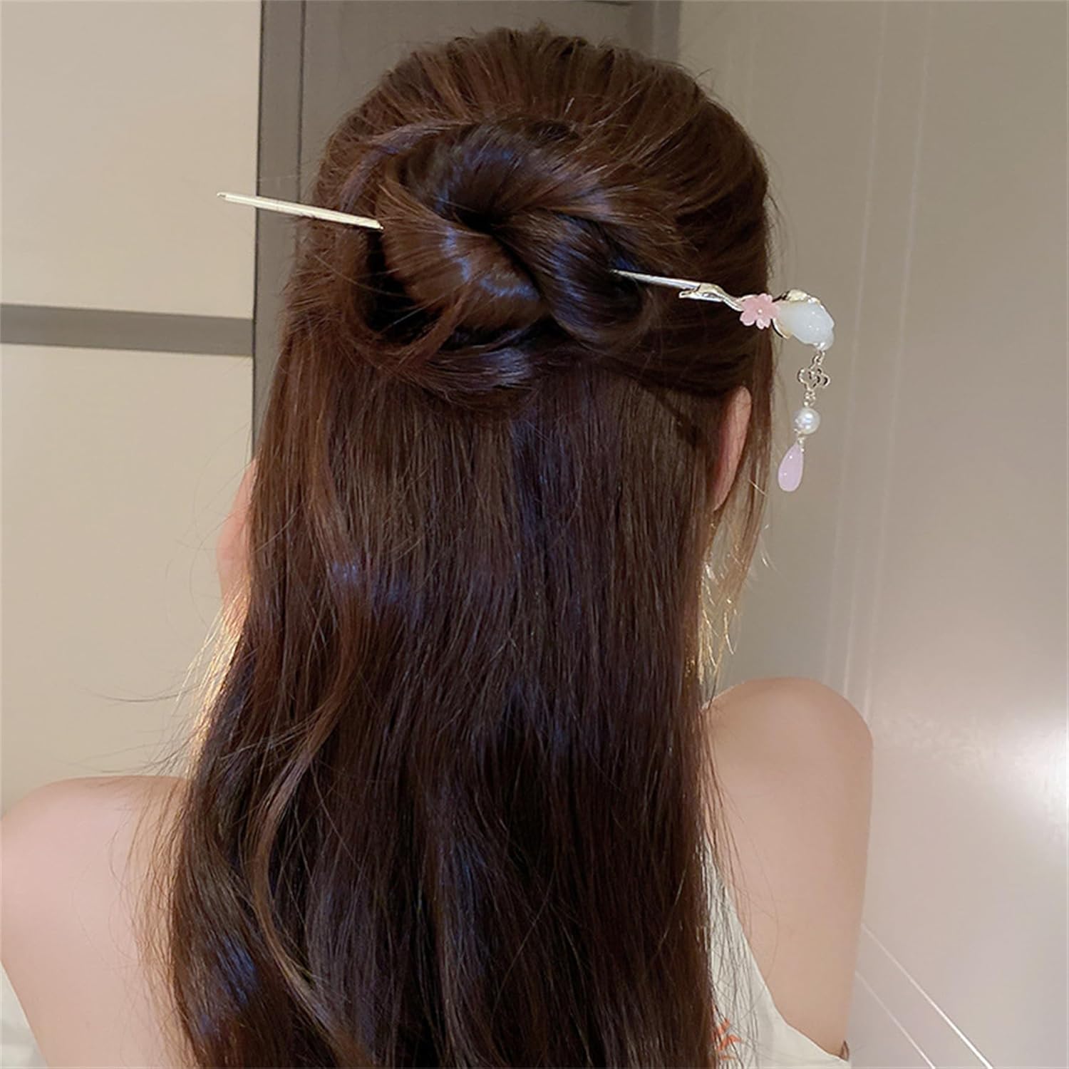 2 horquillas de metal con flores para el cabello, palillos de tenedor, horquillas francesas, accesorios para el cabello para mujeres y niñas