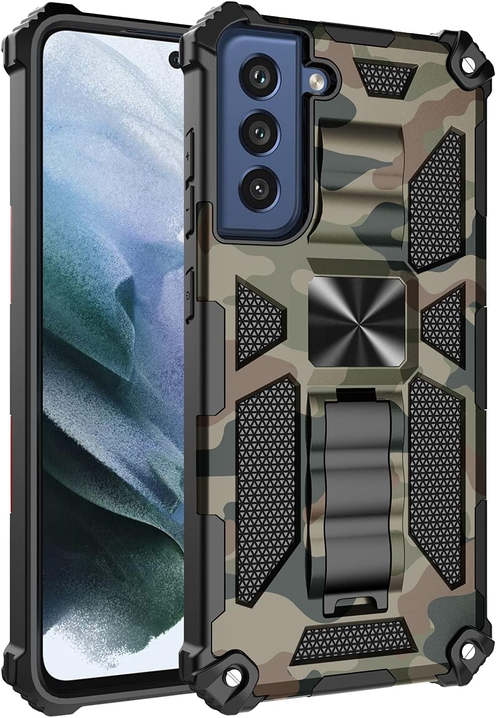 Funda para Samsung Galaxy S21 (no compatible con S21 Plus), funda de camuflaje militar con protección de grado militar, probada en caídas y función