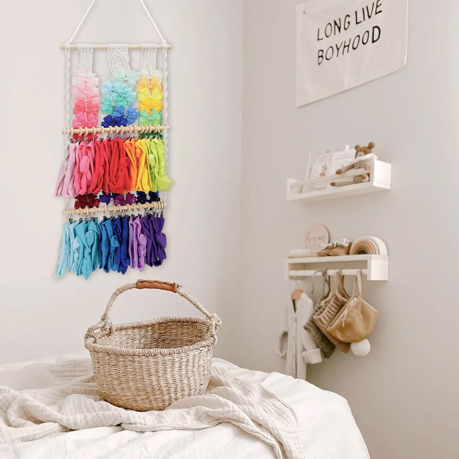 Svepndic Soporte grande para diadema para el cabello, organizador de lazos para pared, organizador de almacenamiento para diademas de bebé niña para