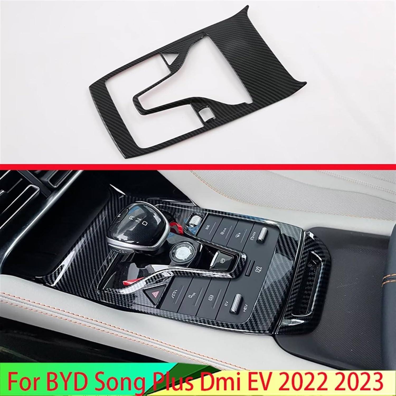 KuentZ Panel de palanca de cambios de automóvil, cubierta de consola central, ajuste de marco para BYD Song Plus EV DMI 2022 2023 (color  dibujo de