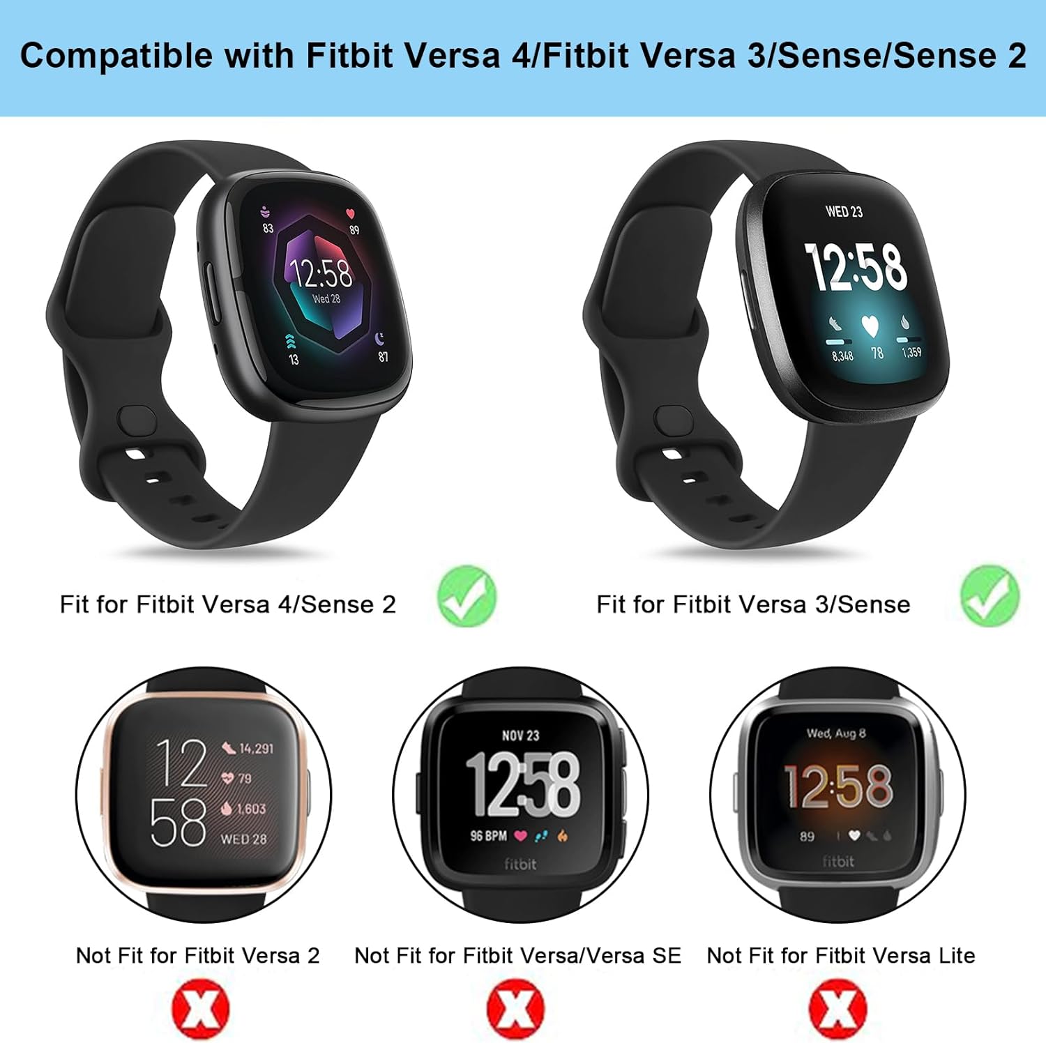 Meliya Correas de cuero compatibles con Fitbit Versa 4, Fitbit Versa 3, Sense 2, correas de reloj Fitbit Sense para mujeres y hombres, correas