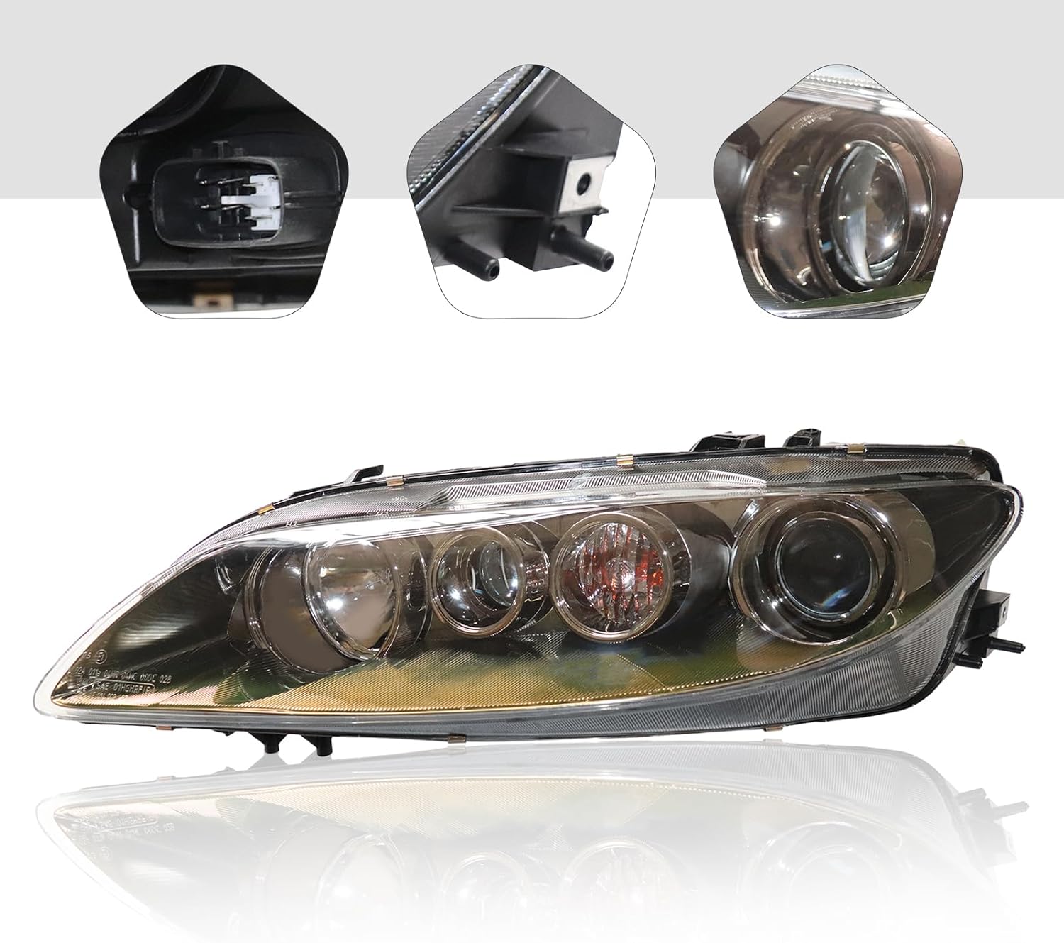 TBVECHI Para 2006 2007 2008Mazda 6 Conjunto de faros delanteros halógenos Reemplazo del lado izquierdo del conductor, lente transparente de carcasa