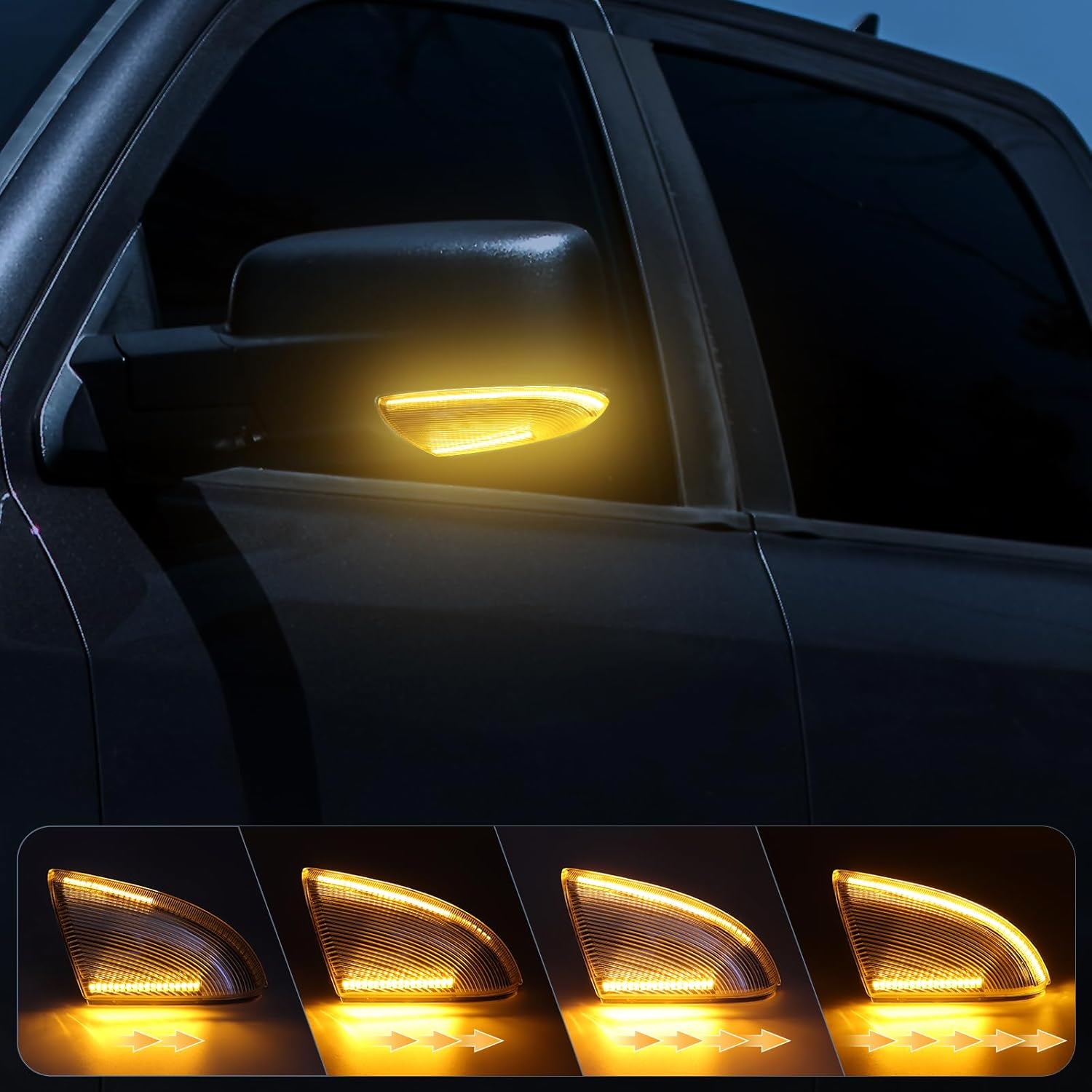 Conjunto de lámpara de charco de señal de giro LED con lente transparente Switchback para Dodge Ram 1500 2500 3500 2009-2018 camión de remolque
