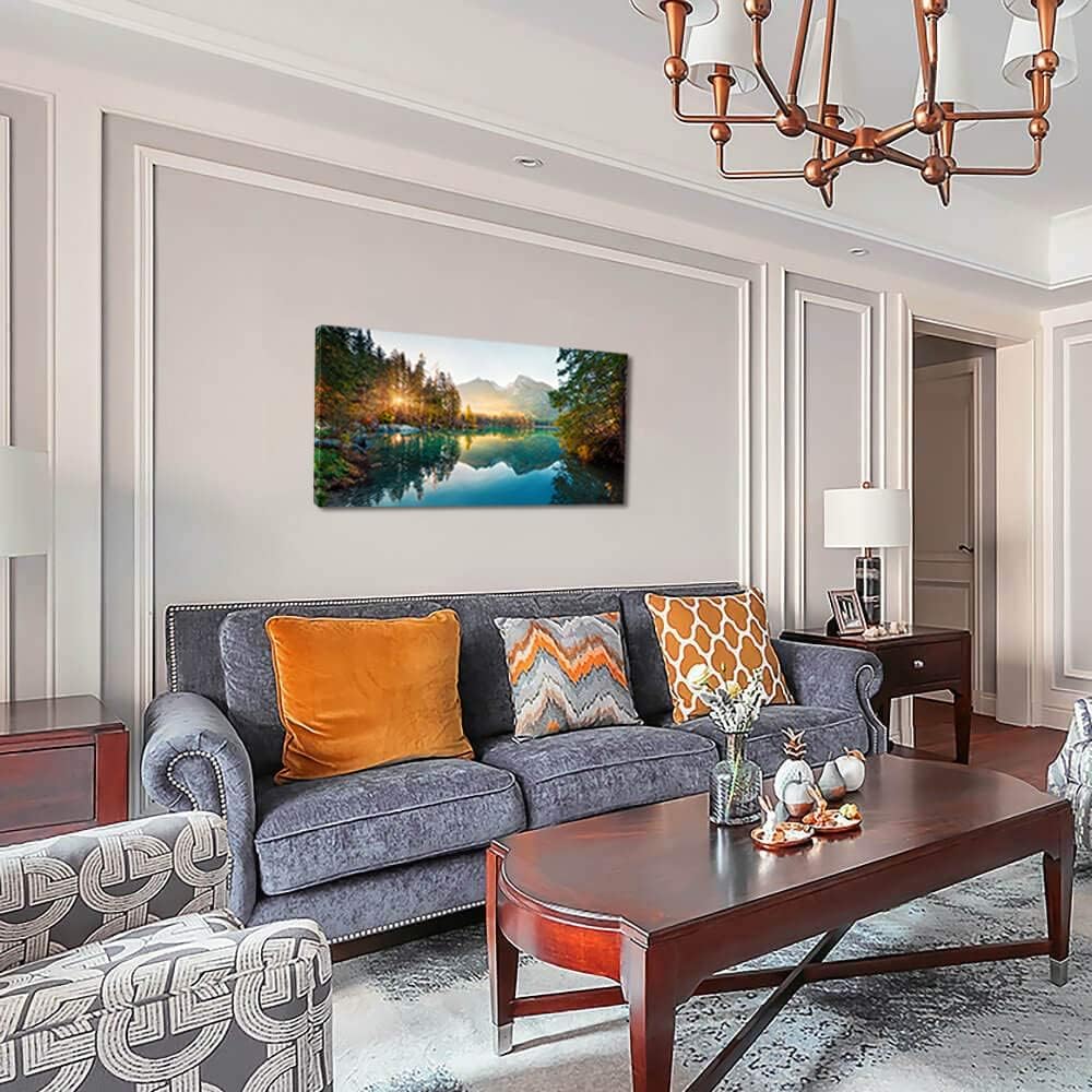 TEKMENT Lienzo grande de otoño con diseño de lago de otoño para sala de estar, dormitorio, decoración de oficina en casa, impresión de paisaje de