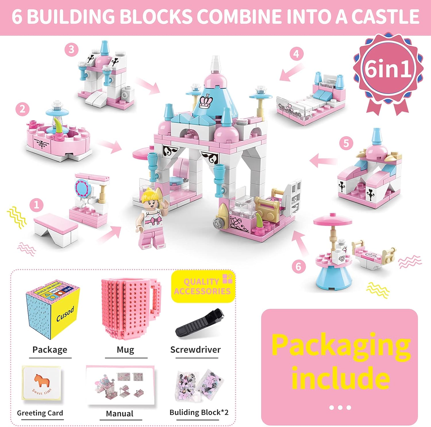 Taza de ladrillo para niños, adultos y niños, tazas de café novedosas de Cusod compatibles con Lego, divertidas tazas de café para ideas de regalo