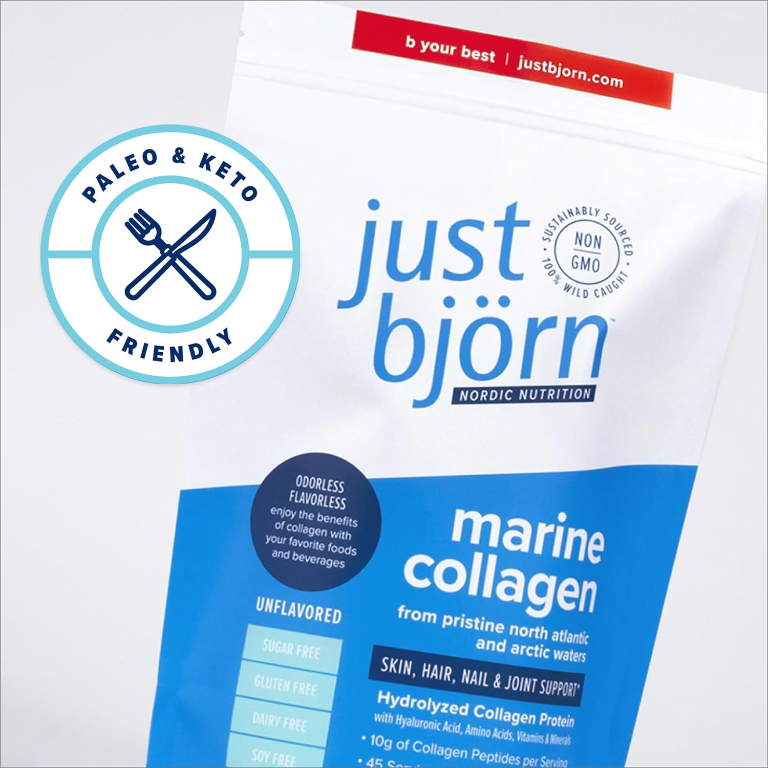 Marine Collagen Starter Kit  Soporte para piel, cabello, uñas y articulaciones  Contiene tarro de cerámica, cuchara y dos bolsas de tamaño completo