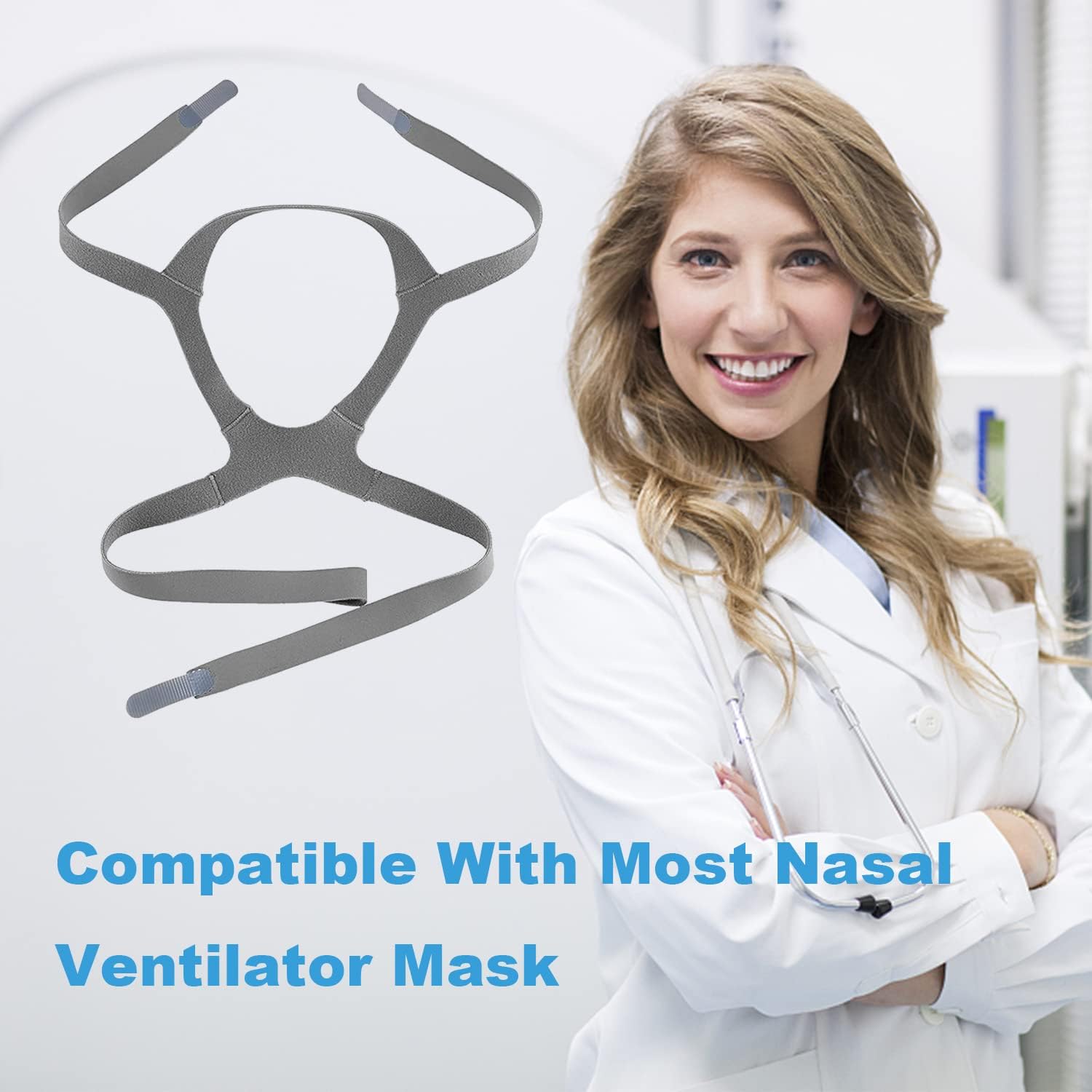 CPAP Headgear Strap for AirFit F20 F20 N10 Full Face Mask Ventilator Headgear, Headgear Strap Replacement with Adjustable Home Ventilator Mask