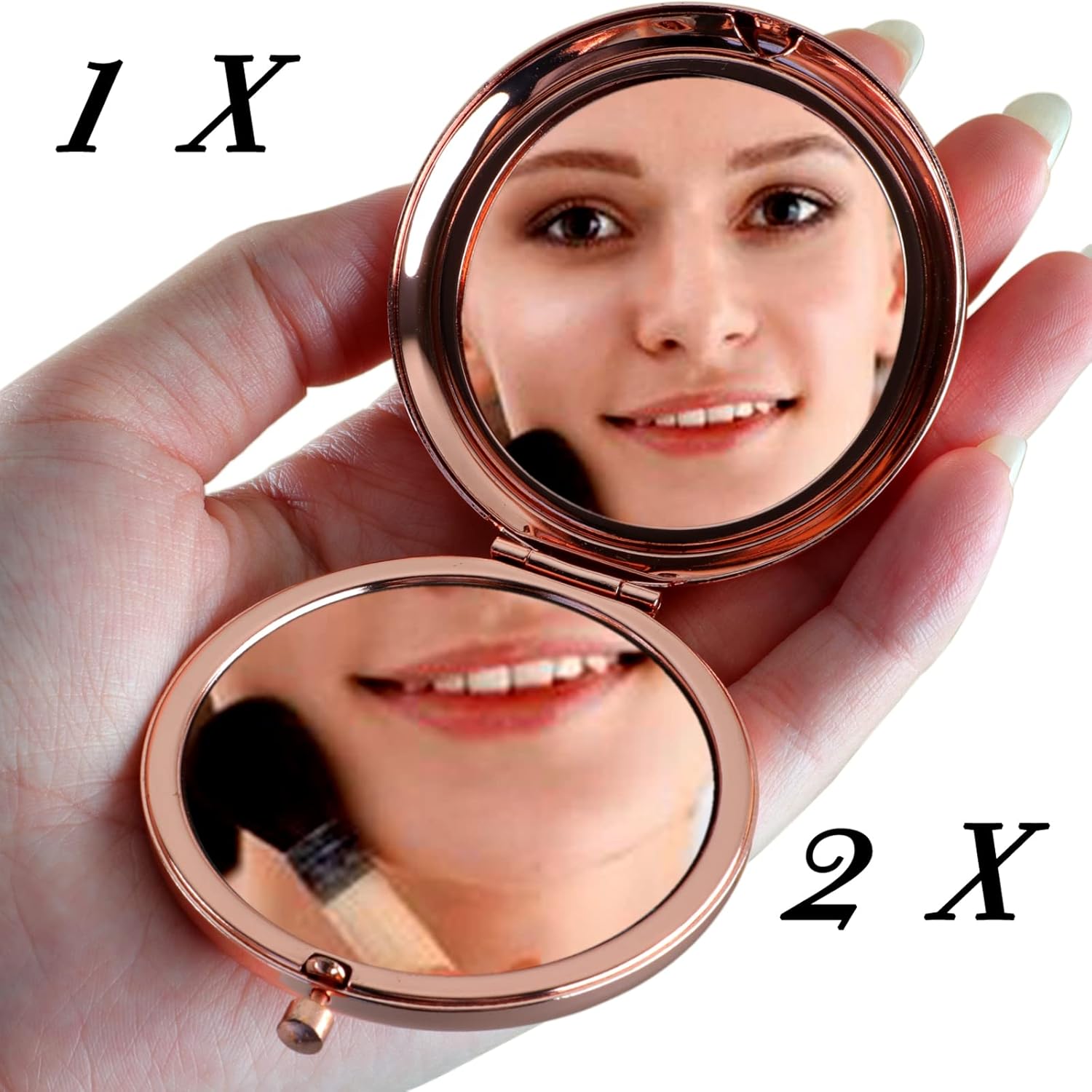 Gifts for Sisters from Sisters Travel Compact Vanity Mirror Rose Gold Cute for Purse Travel Folding Hand Mirror for Graduation Birthday Christmas