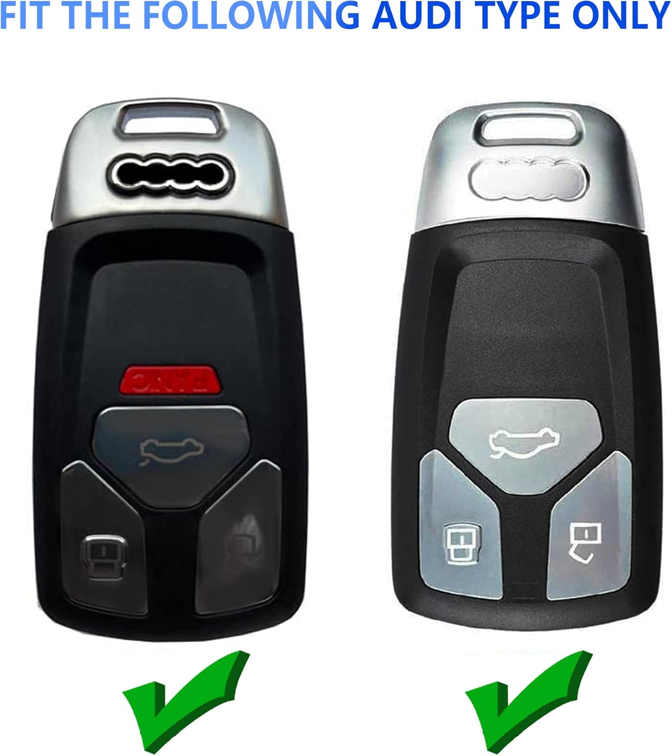 YHC Funda para llavero Audi, funda de llave de coche premium con llavero de moda compatible con Audi A4 Q7 Q5 TT A3 A6 SQ5 R8 S5 dorado