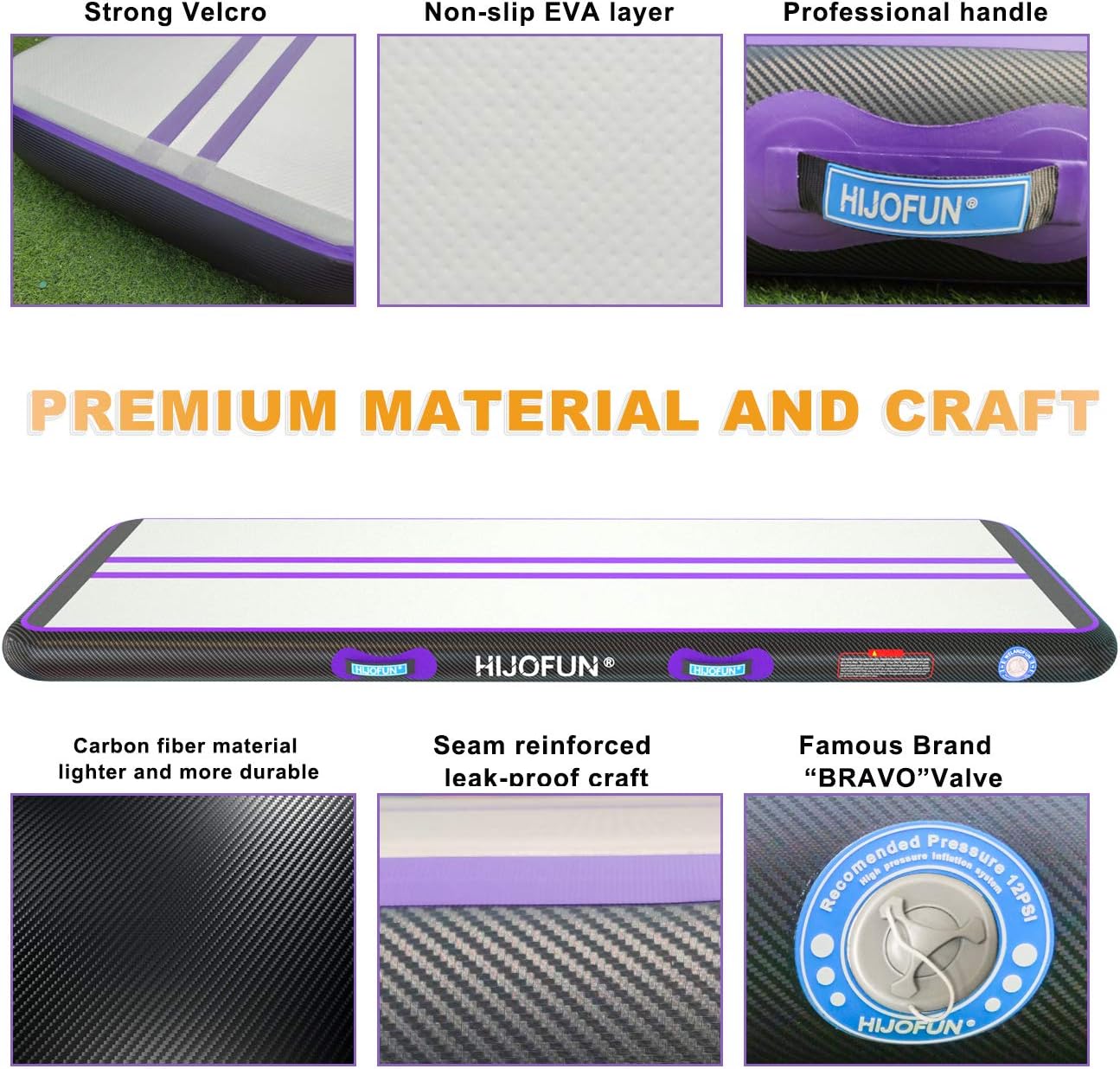 Hijofun – Alfombrilla hinchable de aire para gimnasia de 3, 4, 5 y 6 metros, con grosor de 10 a 20 cm, viene con bomba de aire eléctrica. Ideal para