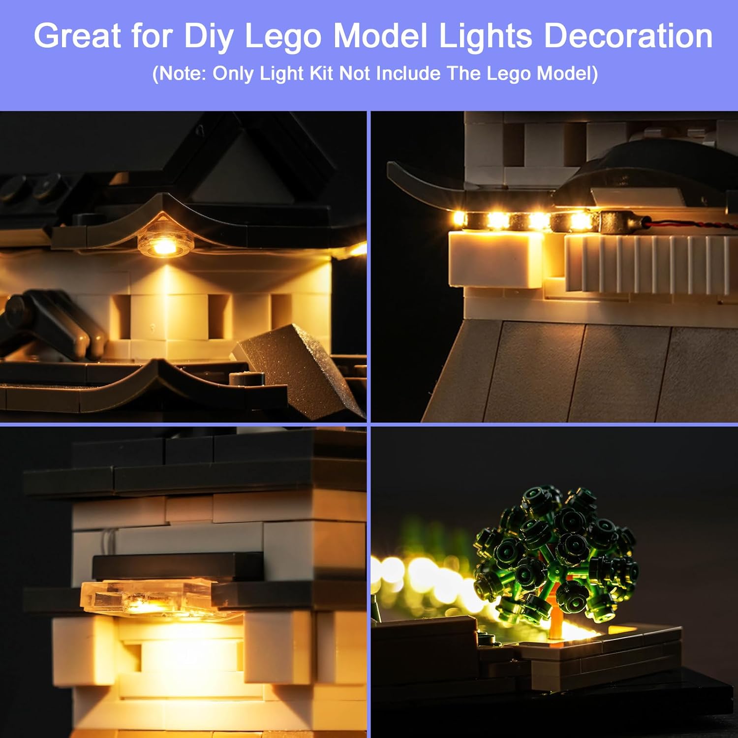 Kit de luz LED mejorado para Lego Architecture Landmarks Collection Himeji Castle Building Set, Compatible con Lego 21060 (Modelo no incluido)