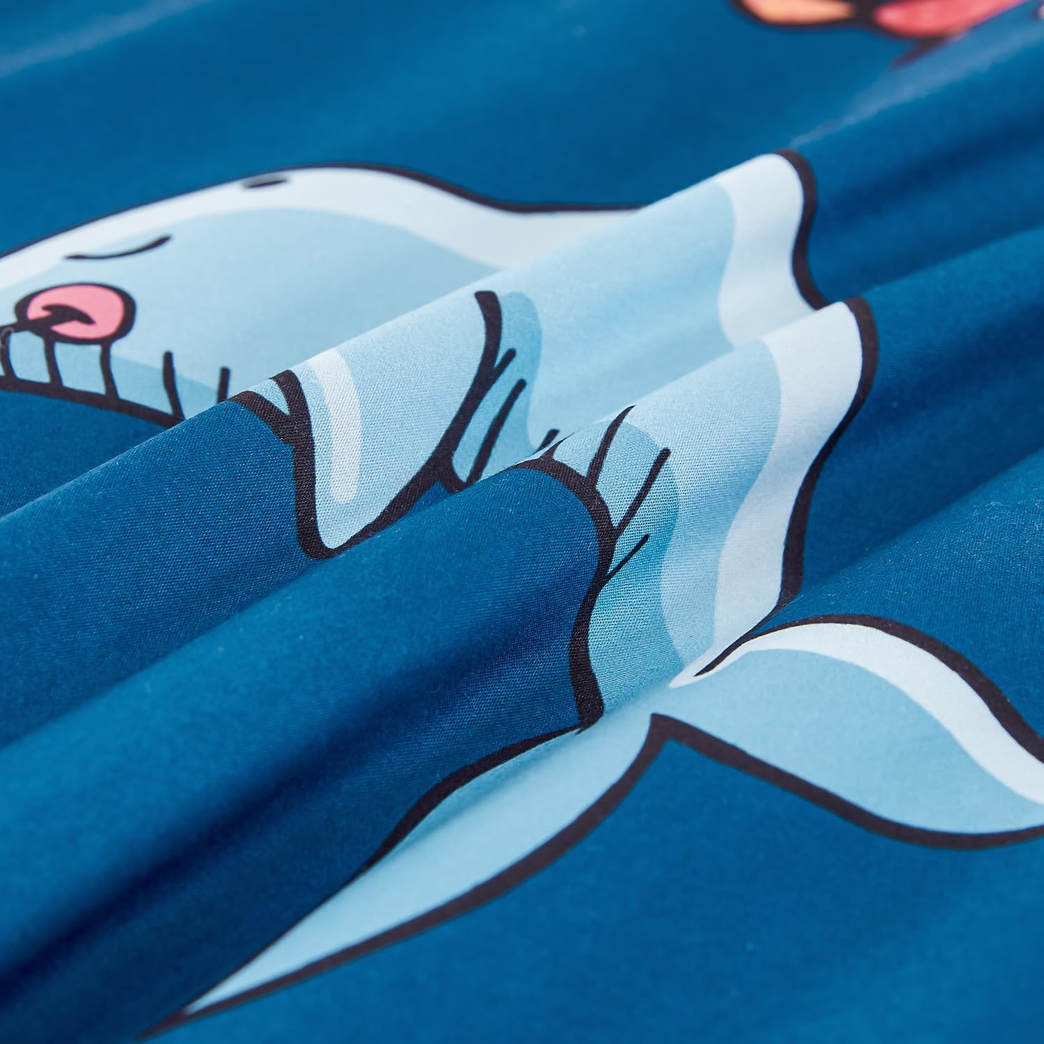 WINLIFE Juego de edredón matrimonial de 3 piezas para niños, edredón reversible súper suave para adolescentes, edredón estampado con tema oceánico,