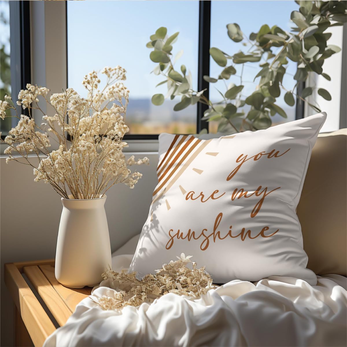HONLUNG Fundas de almohada con frase inspiradora con frase inspiradora, diseño bohemio, sol, sol, 18 x 18 pulgadas, para el hogar, habitación de