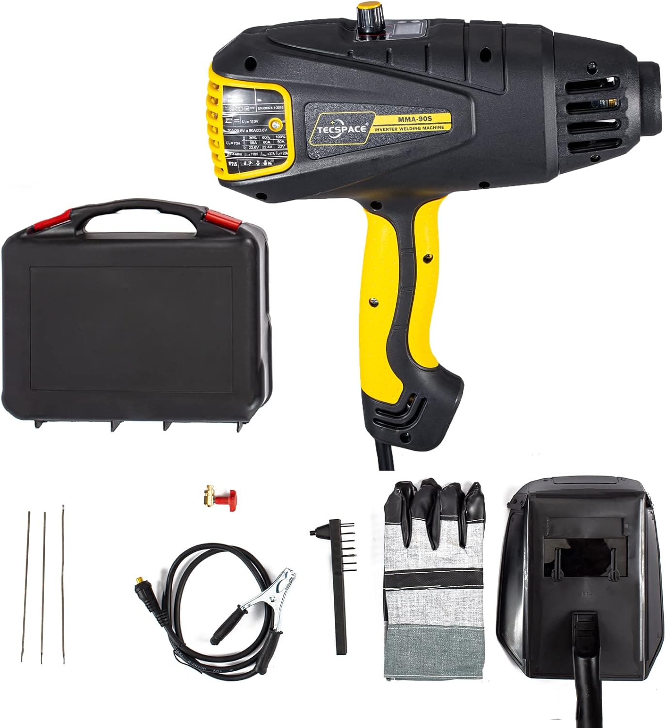 Kit de máquina de soldadura de mano 110V, tecnología de inversor digital IGBT MMA soldador de mano compacto peso 3.3 libras, alto voltaje sin carga