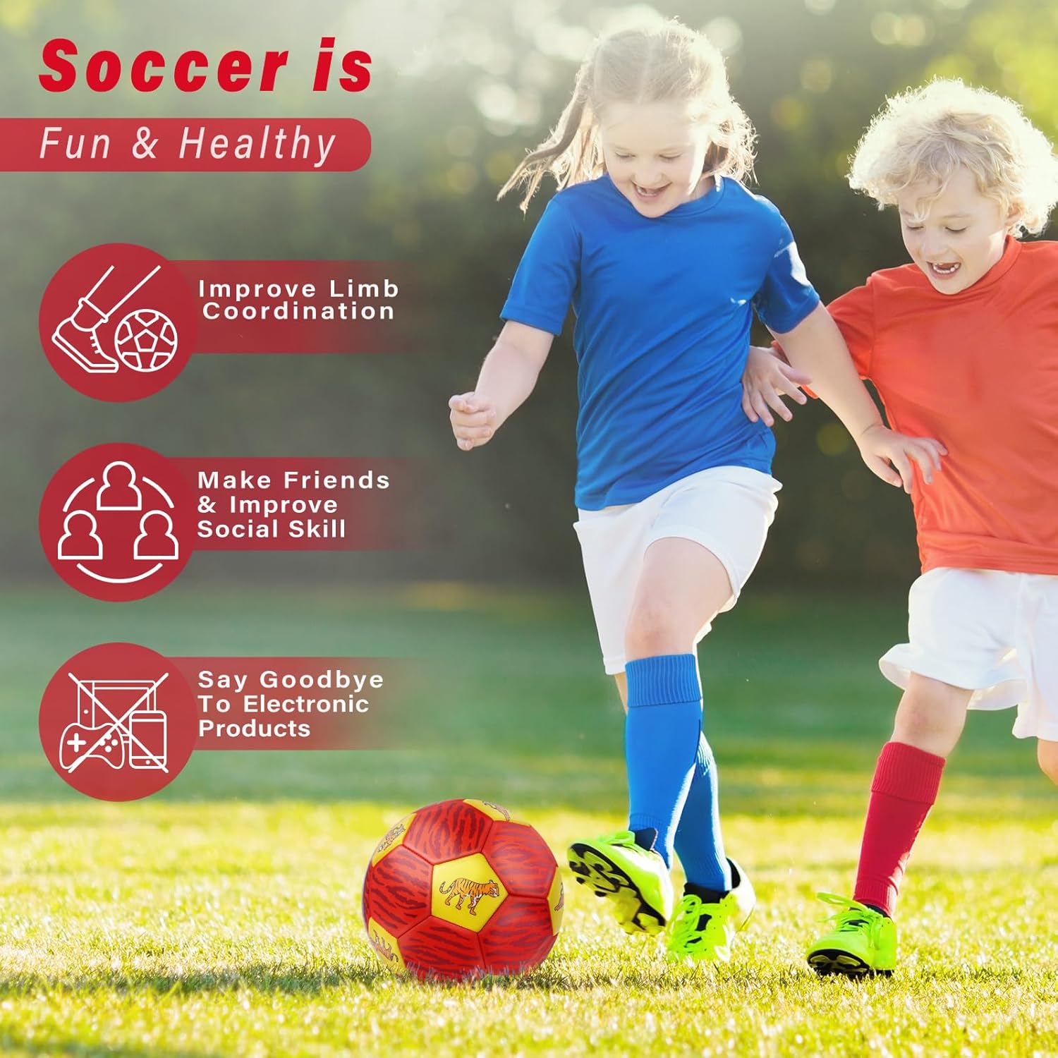 Balón de fútbol para niños de 3, 4, 6, 8, 8 a 12 años, deportes al aire libre, interior, recreación, pelota de fútbol para niños pequeños, niñas,
