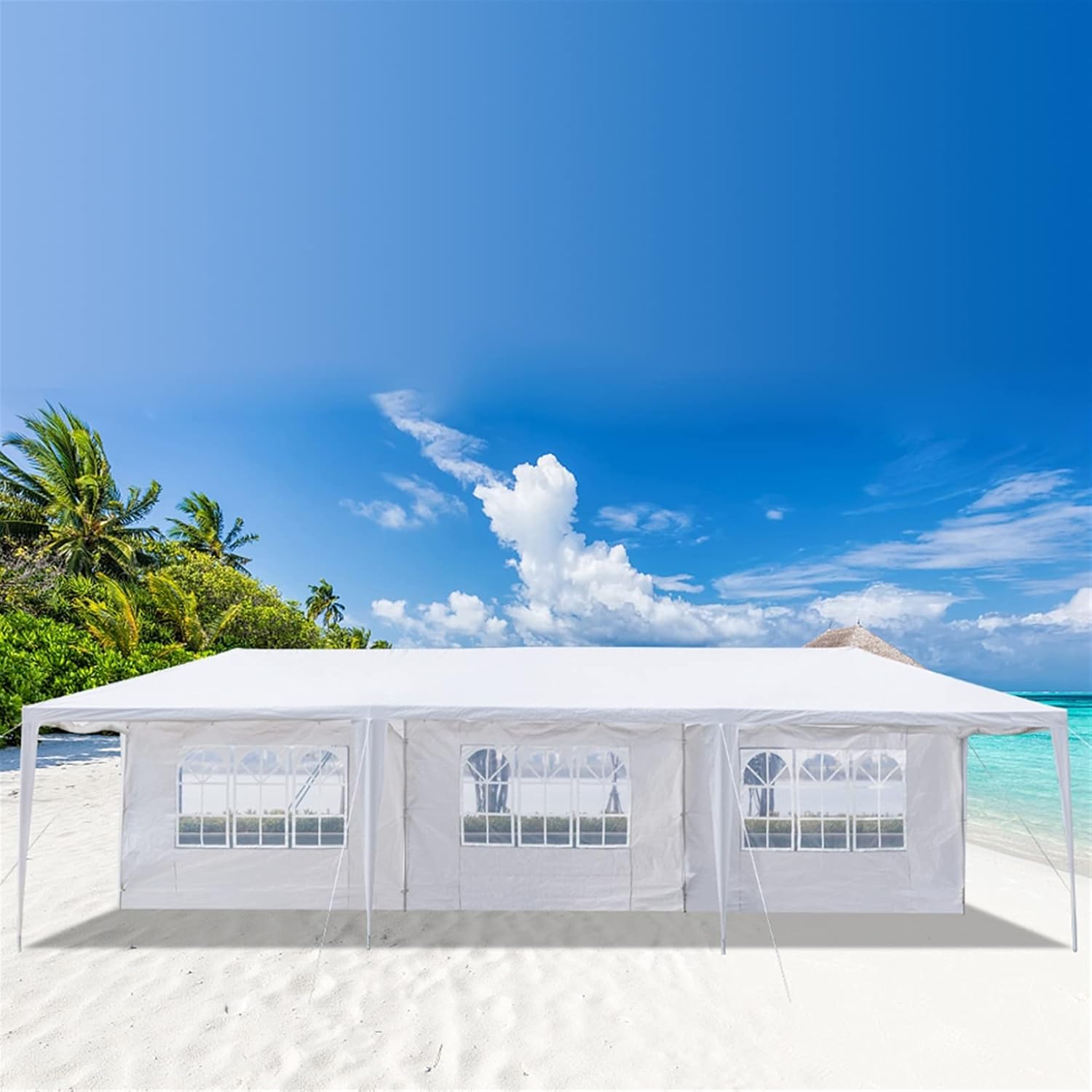 Toldo instantáneo de 10 x 30 pies con 8 lados y 2 puertas, kioscos portátiles para exteriores, refugio impermeable, para cumpleaños, boda, fiesta,