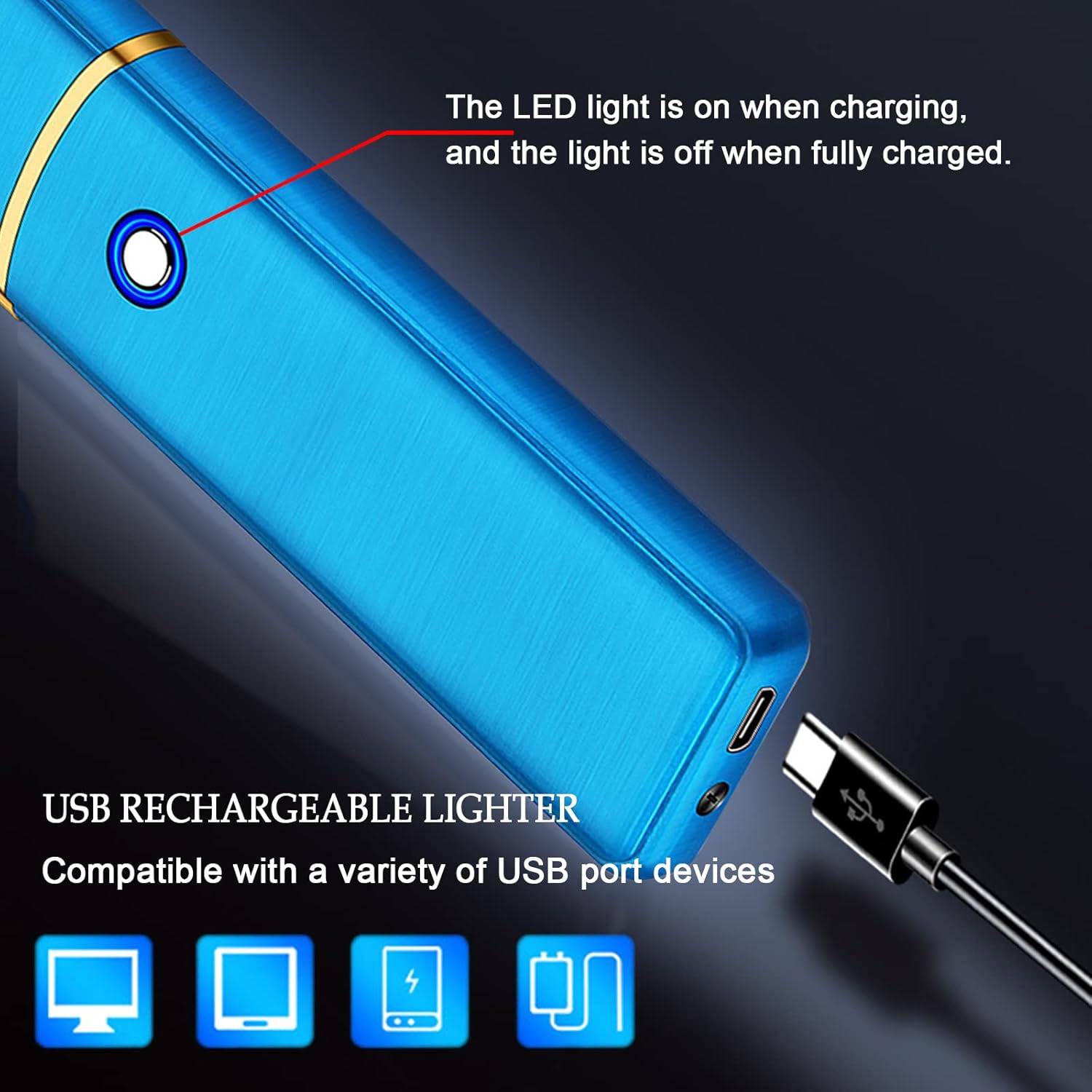 Encendedor electrónico, encendedor inteligente recargable por USB, encendedor eléctrico fresco, portátil, de doble cara, resistente al viento, sin
