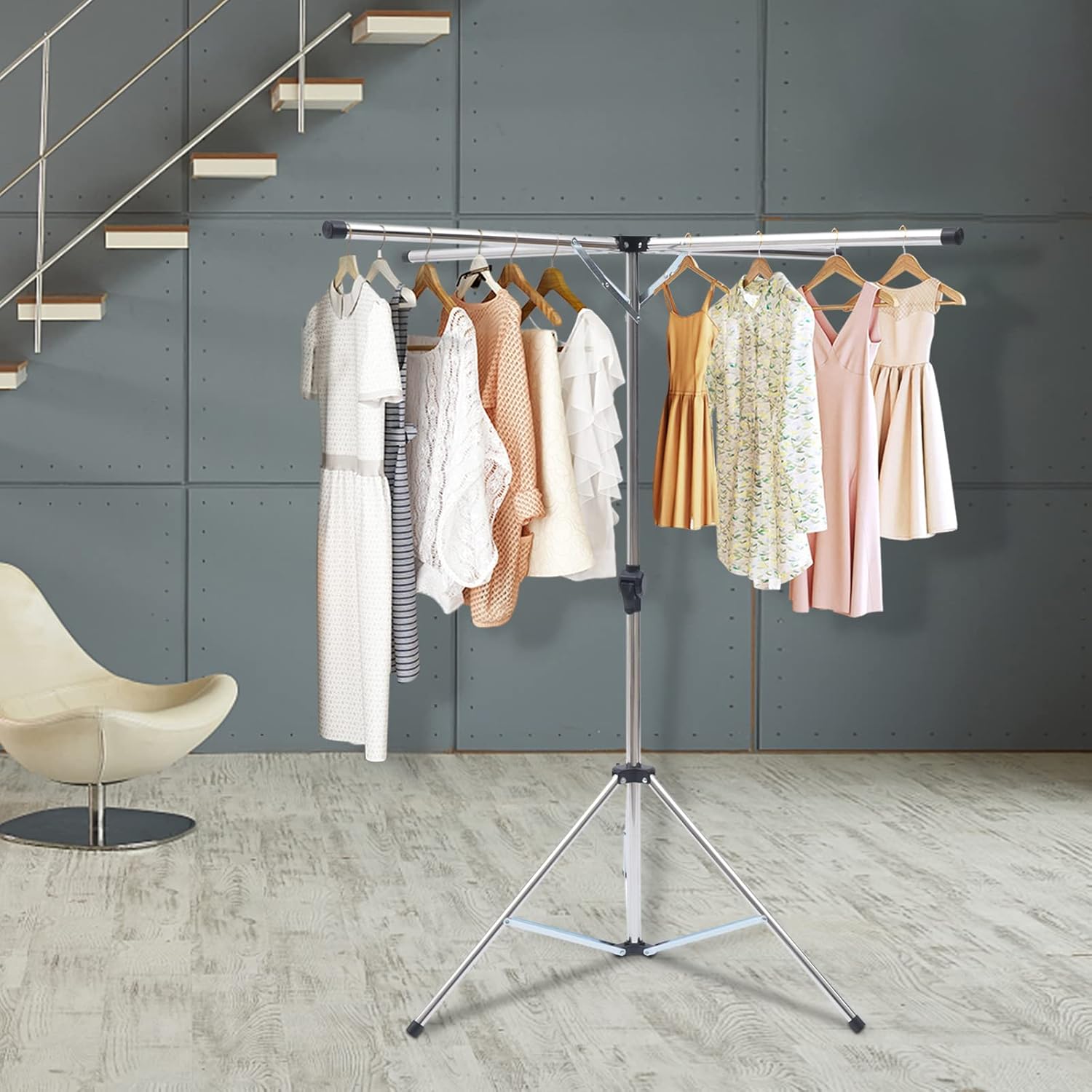 Trípode plegable portátil para secar ropa, colgador de ropa de acero, soporte plegable, artículos esenciales para el hogar para dormitorios