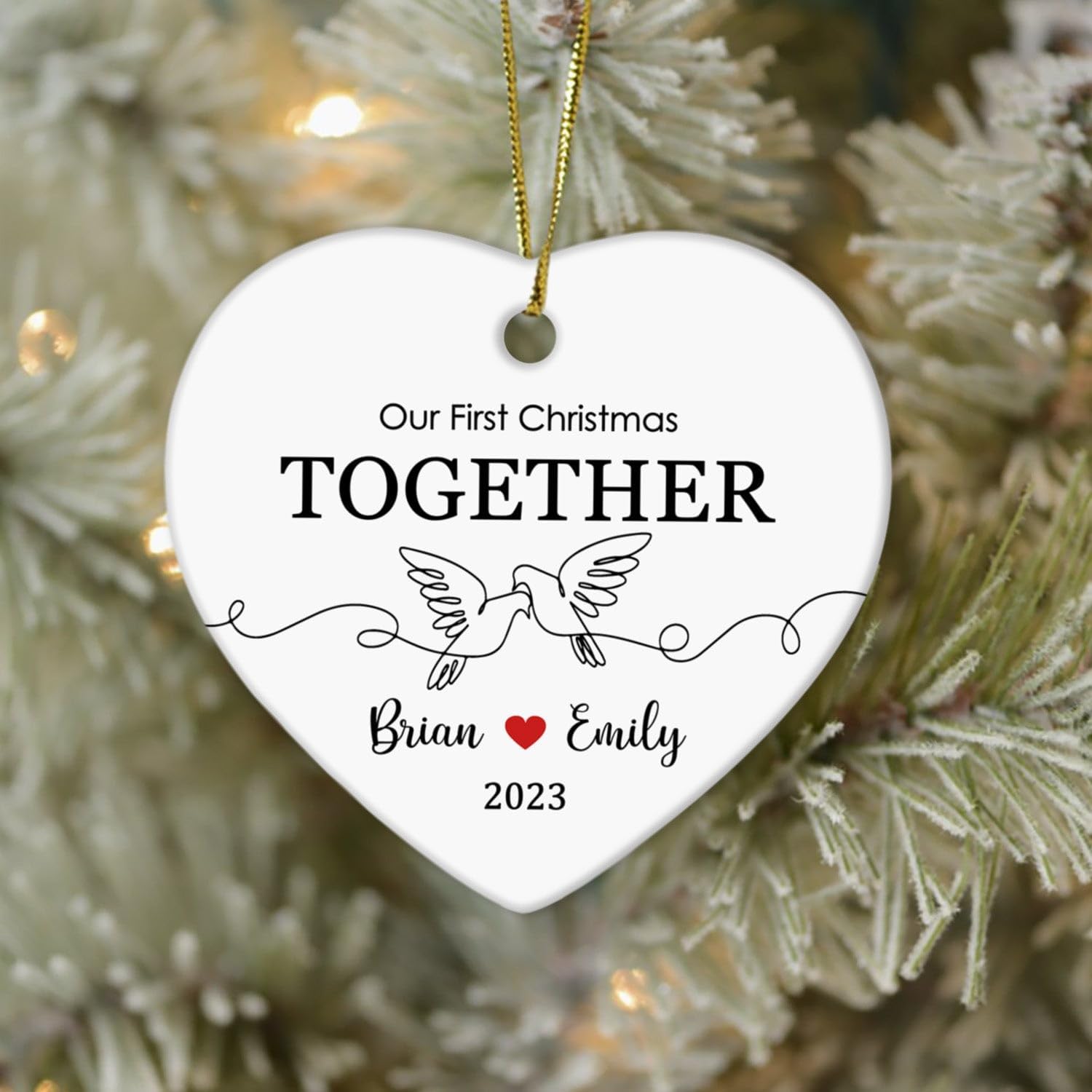 Adorno de primera Navidad juntos 2023, adorno de primera Navidad, adorno de pareja regalo para aniversario de citas, adorno de cerámica
