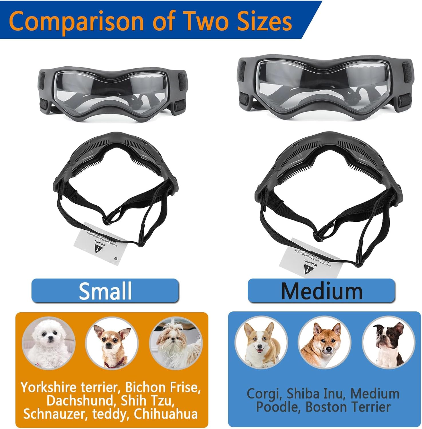 Gafas de sol para perros pequeños, lentes de sol para perros de raza pequeña, protección UV, protección contra el viento, protección contra el polvo