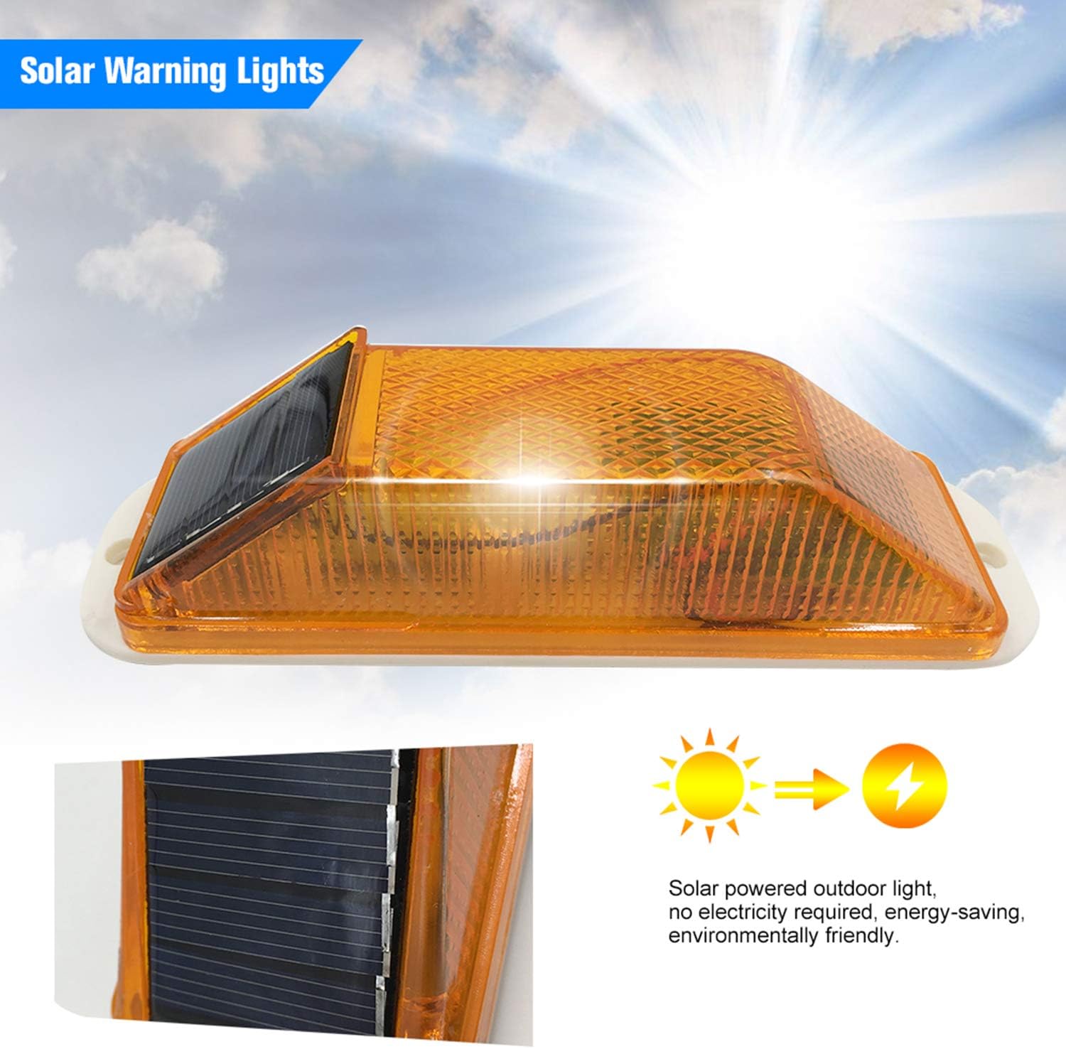 Luz de advertencia solar estroboscópica lámpara de advertencia LED sensible, superbrillante, impermeable, IP65, control de luz inalámbrico, baliza
