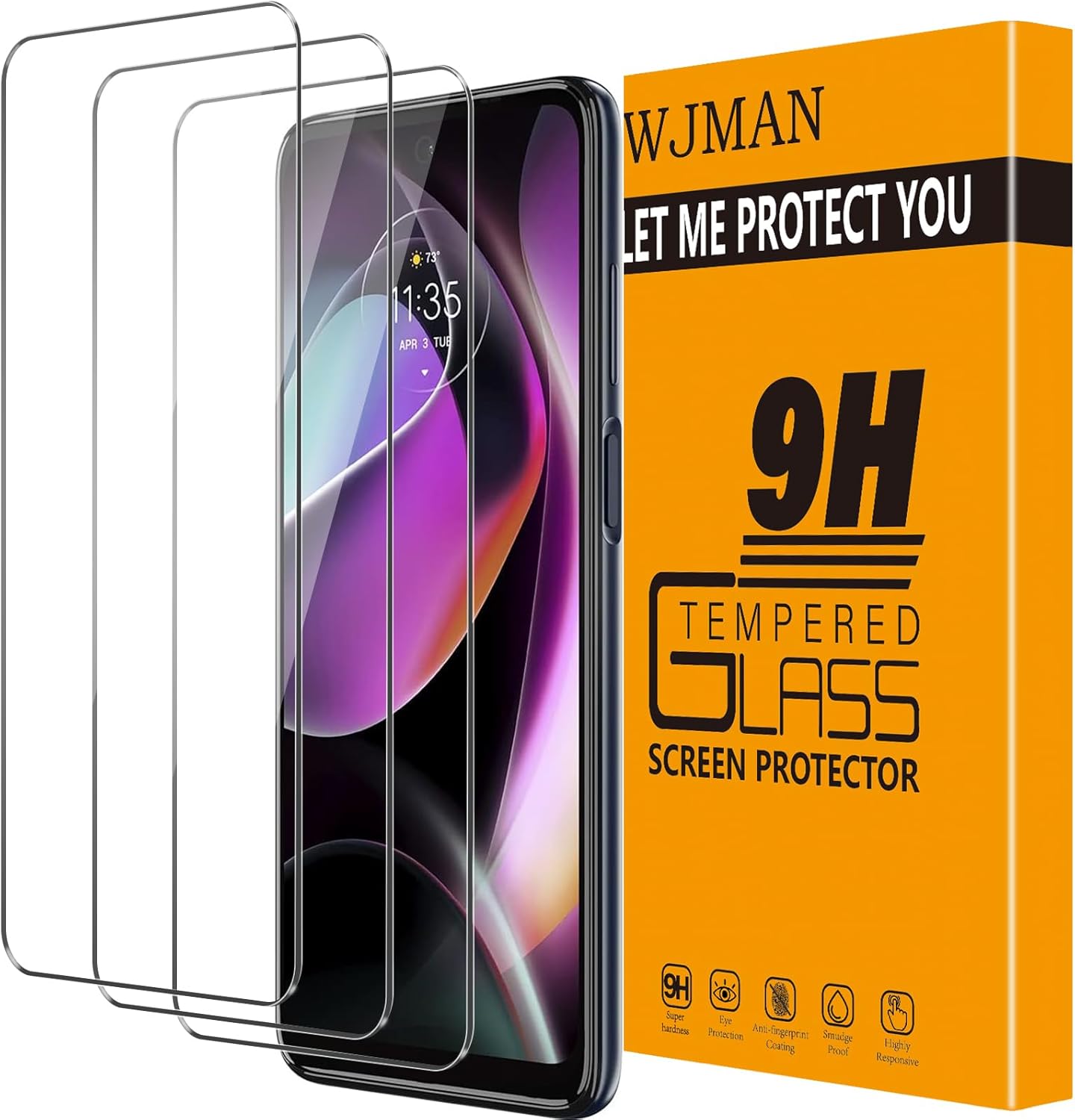 Paquete de 3 protectores de pantalla para Moto G 5G 2022, película protectora de vidrio templado, dureza 9H, antiarañazos, sin burbujas, claridad HD