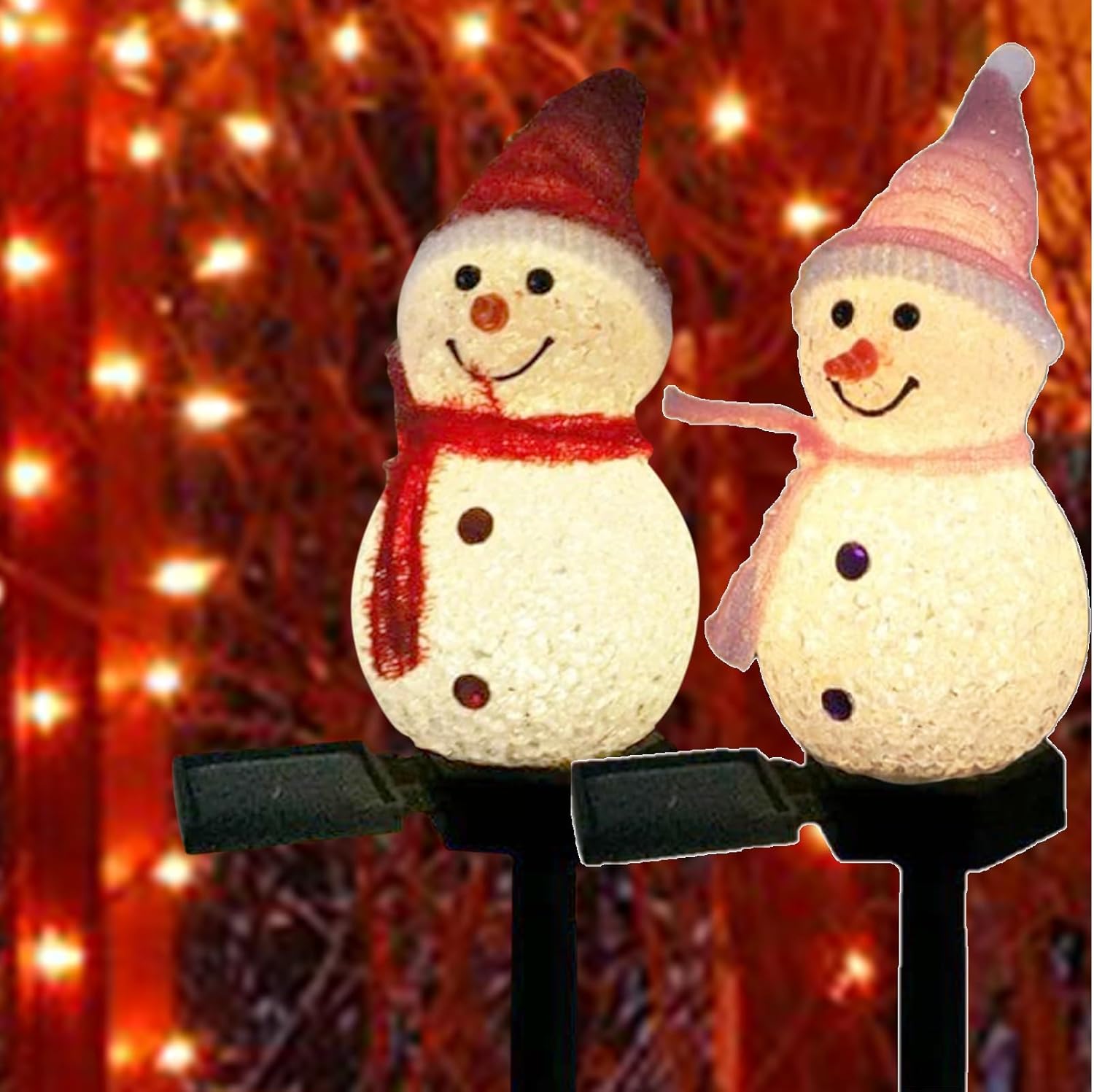 2 estacas de jardín de muñeco de nieve de Navidad, lámpara solar impermeable de muñeco de nieve 2023, luces de Navidad, decoraciones de Navidad al