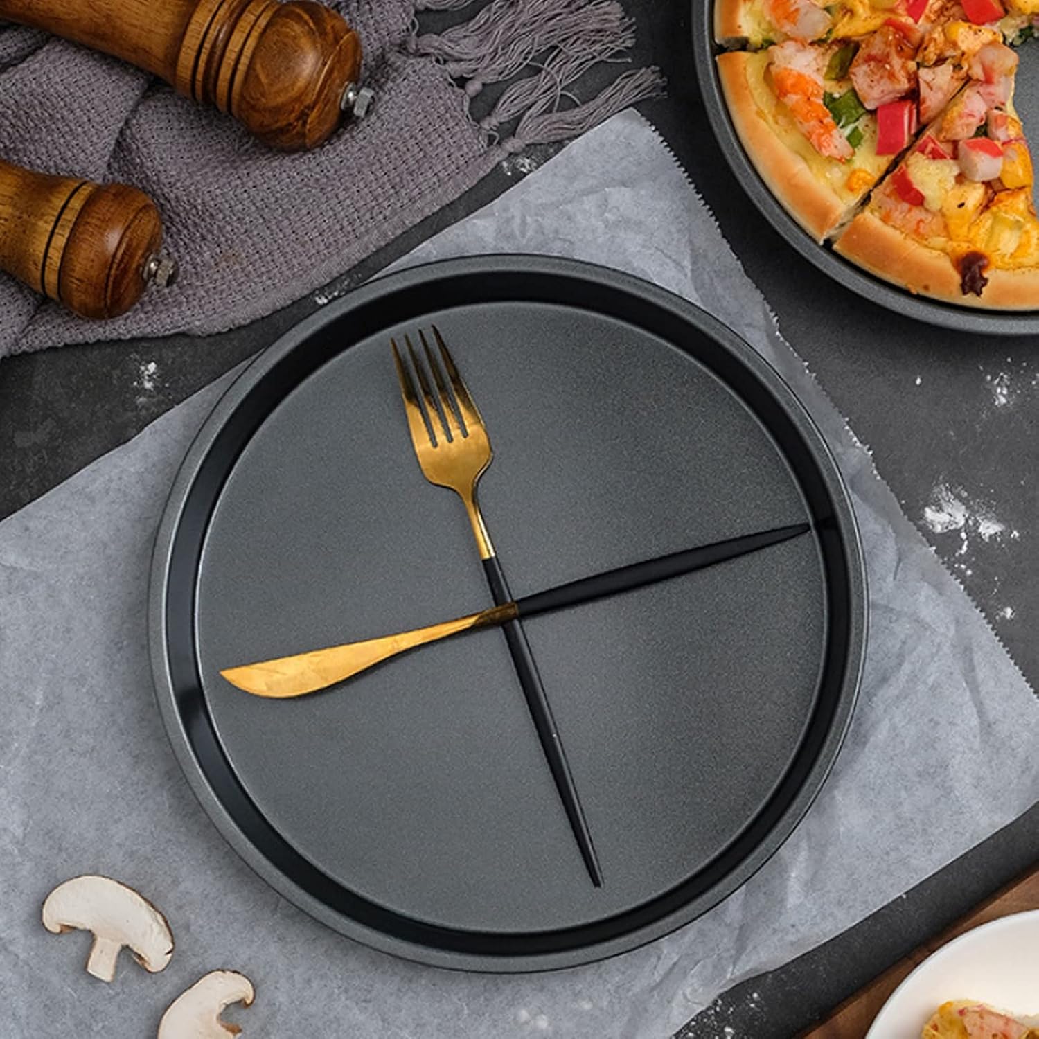 TOPINCN Sartén para pizza, 2 sartenes antiadherentes de acero al carbono grueso para hornear de cocina y panadería (6 pulgadas)